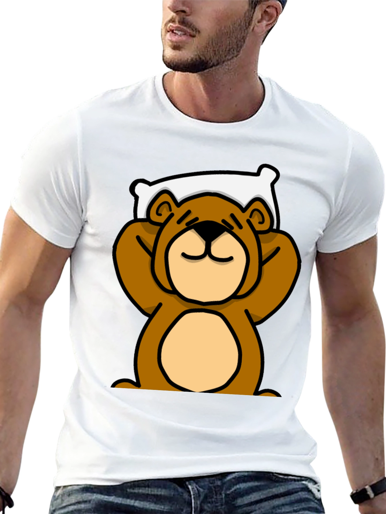 Relaxed Bear Graphic T-Shirt - Comfortable Casual Wear