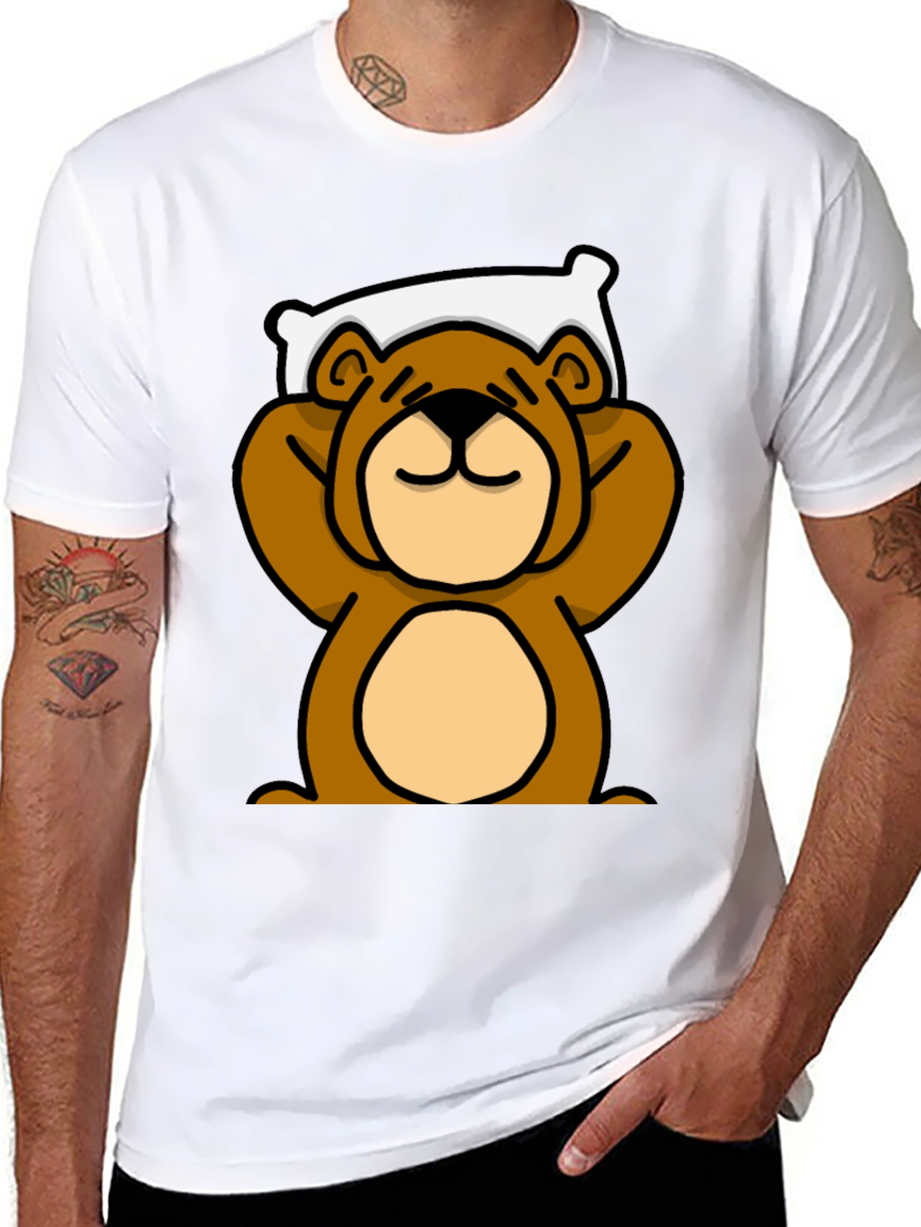 Relaxed Bear Graphic T-Shirt - Comfortable Casual Wear
