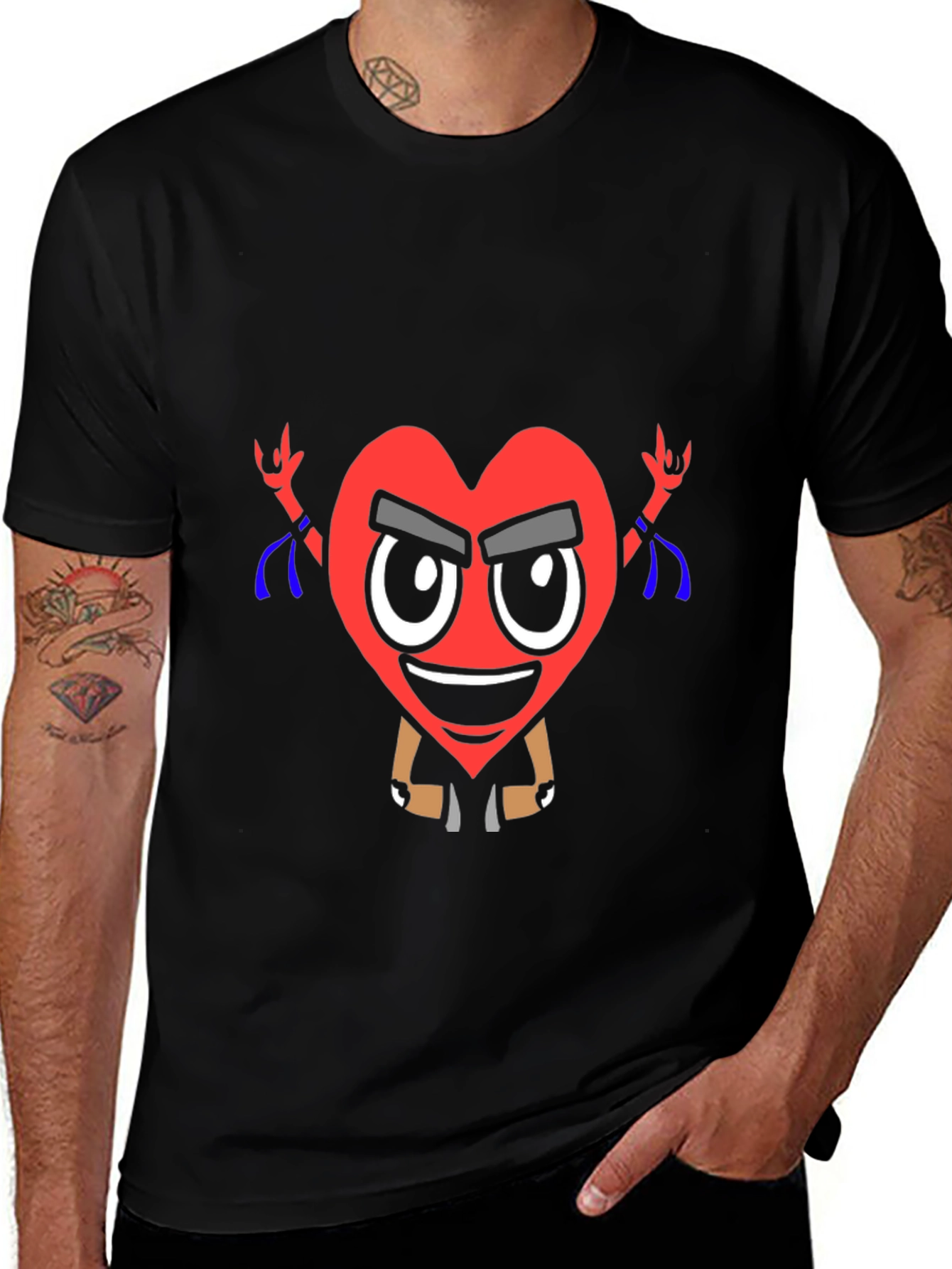 Cool Heart Graphic T-Shirt - Black Cotton Tee