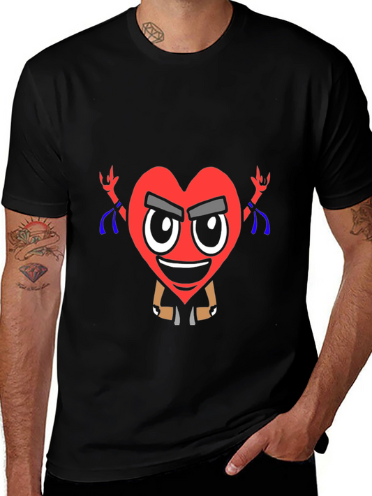Cool Heart Graphic T-Shirt - Black Cotton Tee