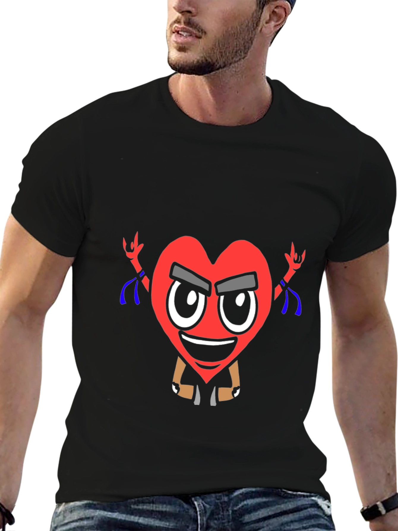 Cool Heart Graphic T-Shirt - Black Cotton Tee