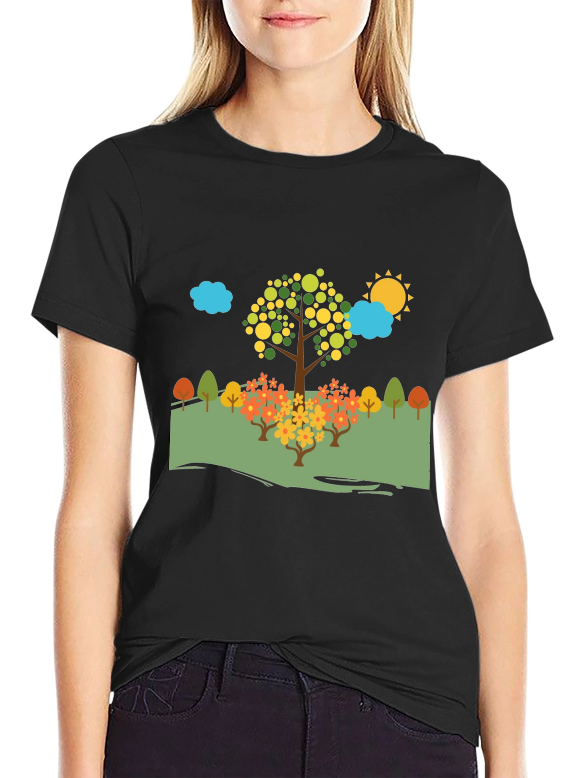 Nature Scene Black T-Shirt