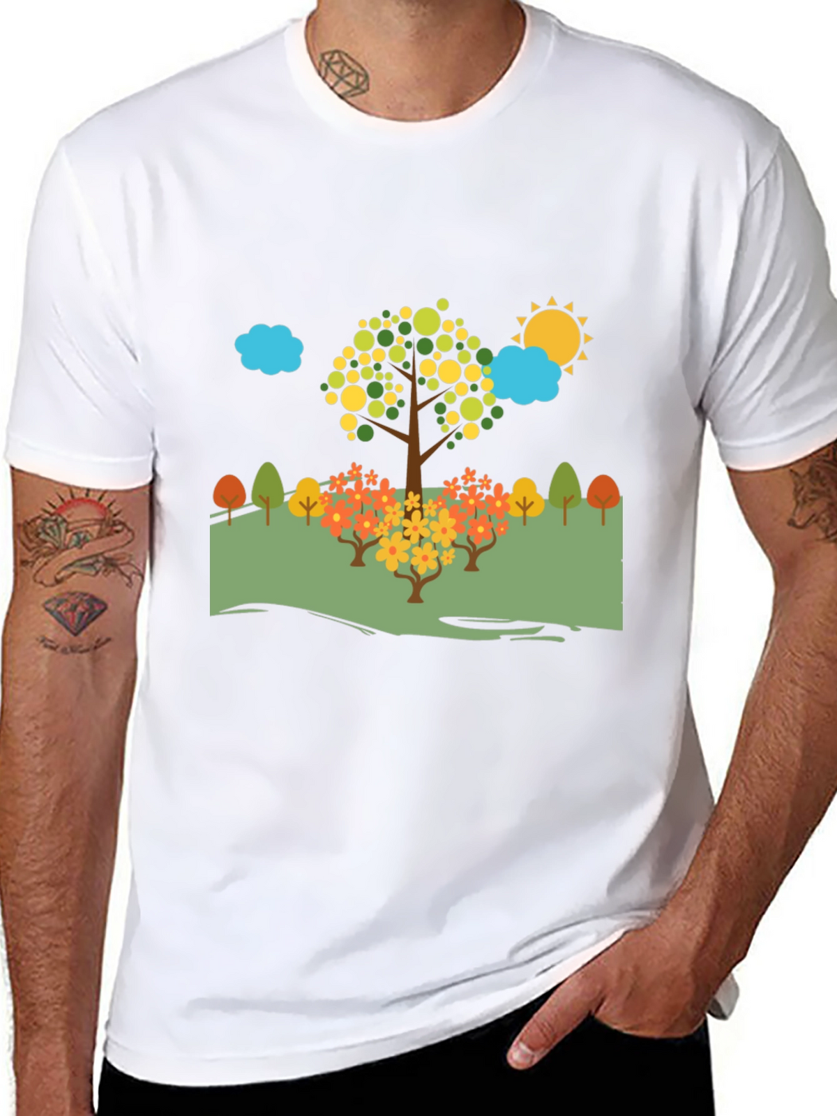 Nature Scene Black T-Shirt