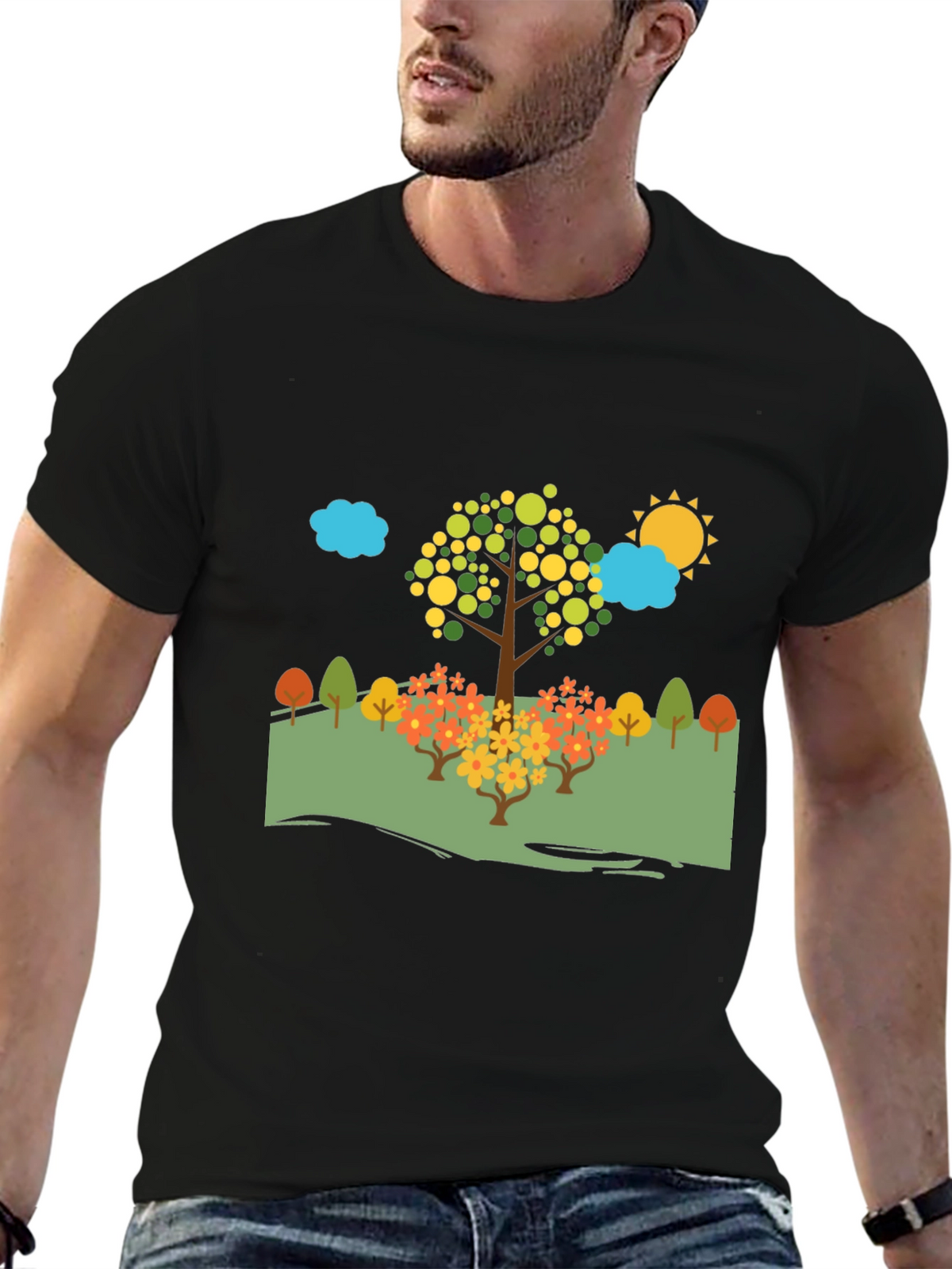 Nature Scene Black T-Shirt