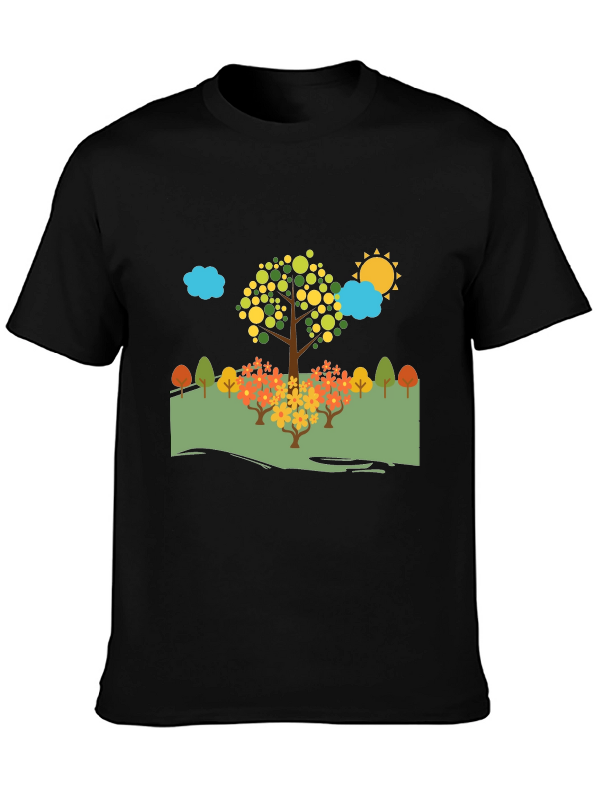 Nature Scene Black T-Shirt