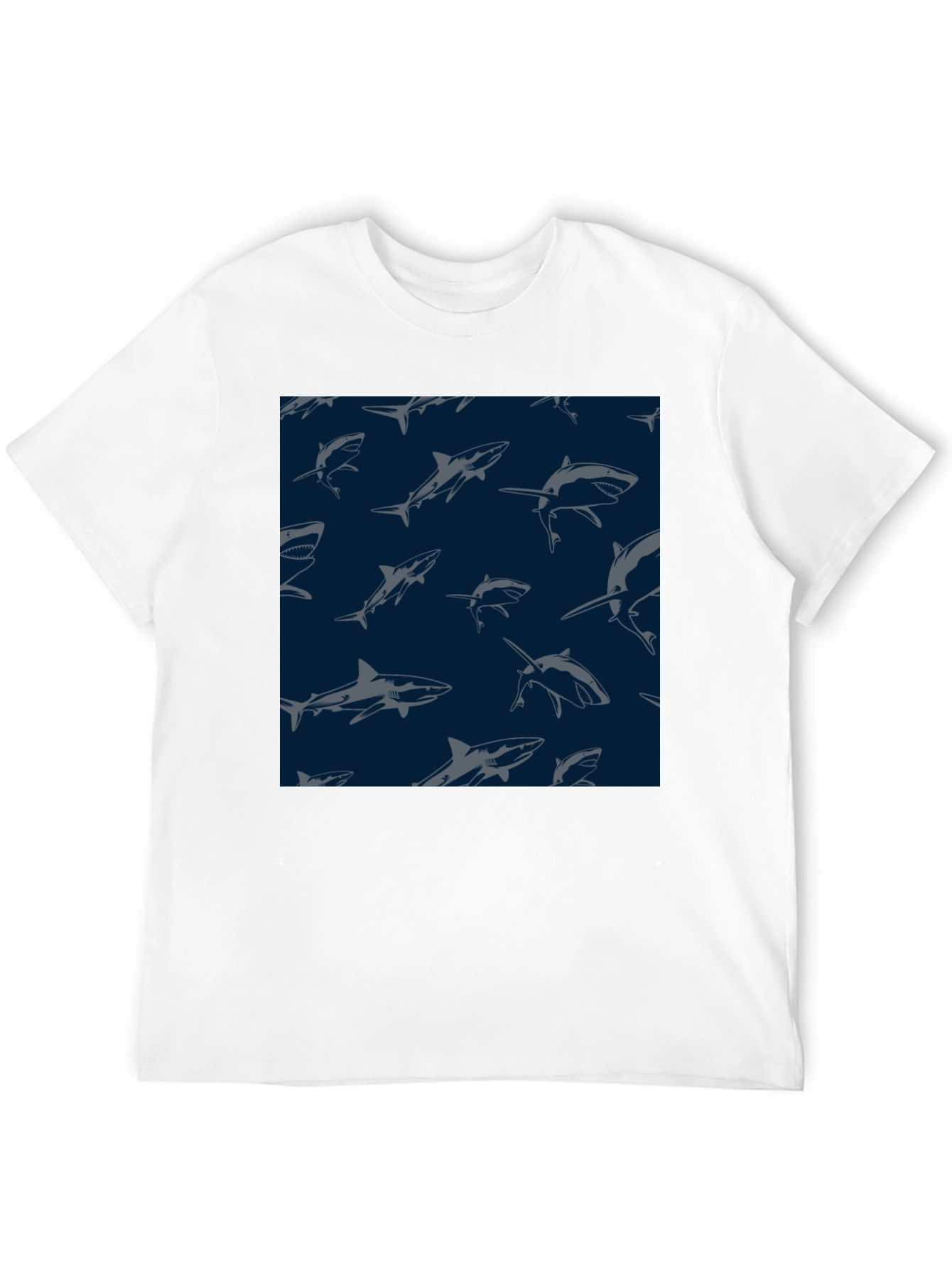 Shark Pattern Tee - Black Unique Design