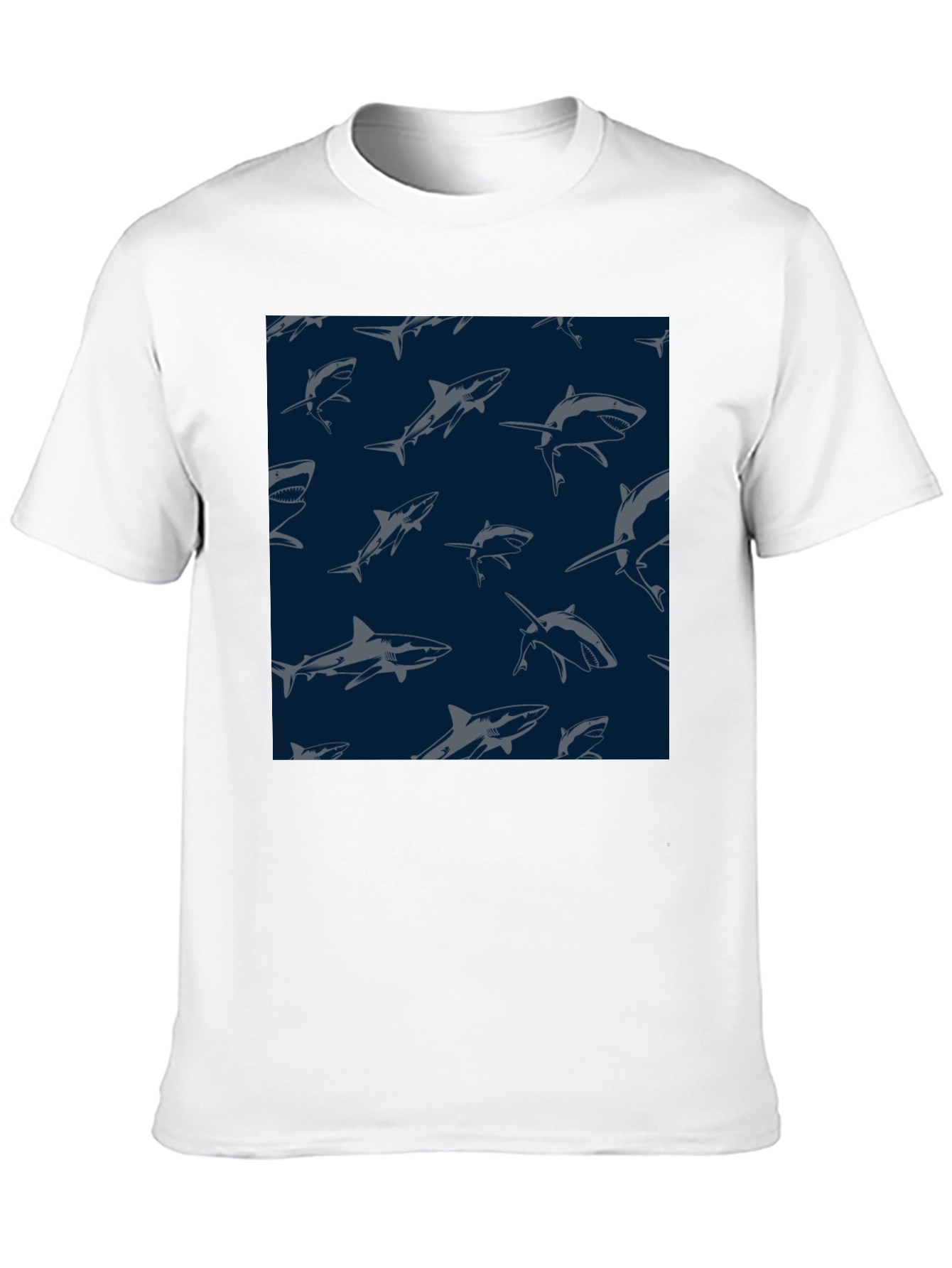 Shark Pattern Tee - Black Unique Design