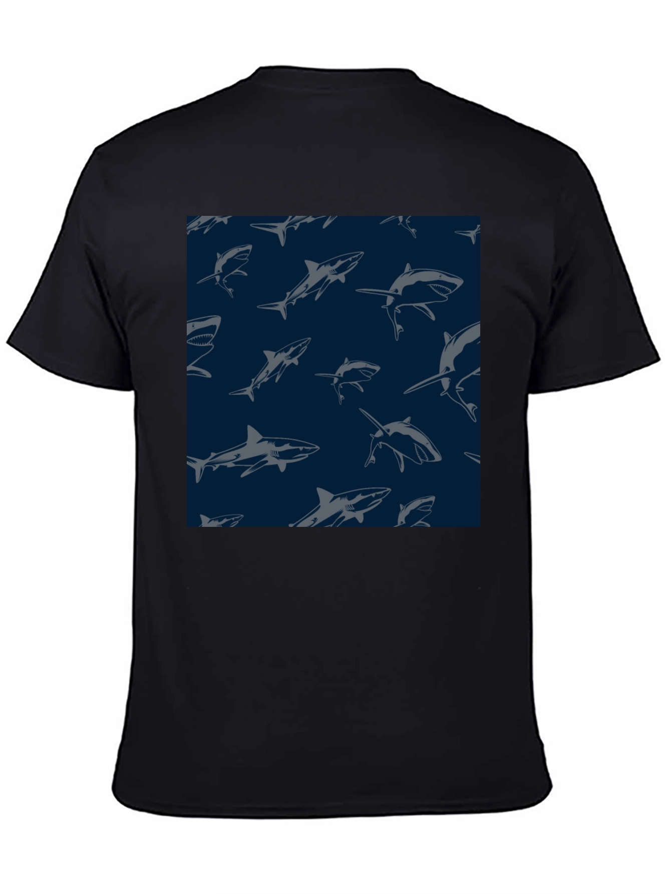 Shark Pattern Tee - Black Unique Design