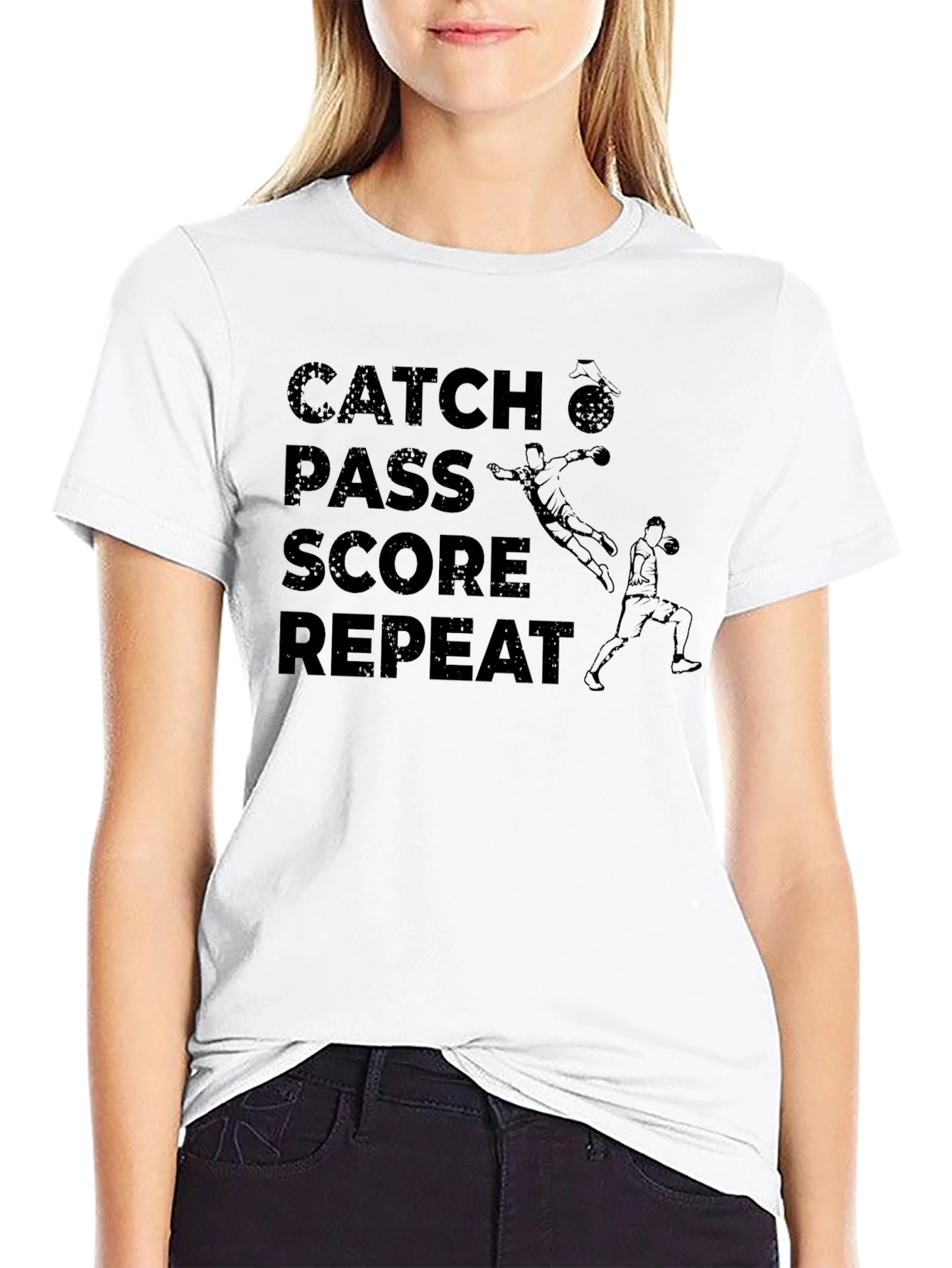 Catch Pass Score Repeat Graphic Tee