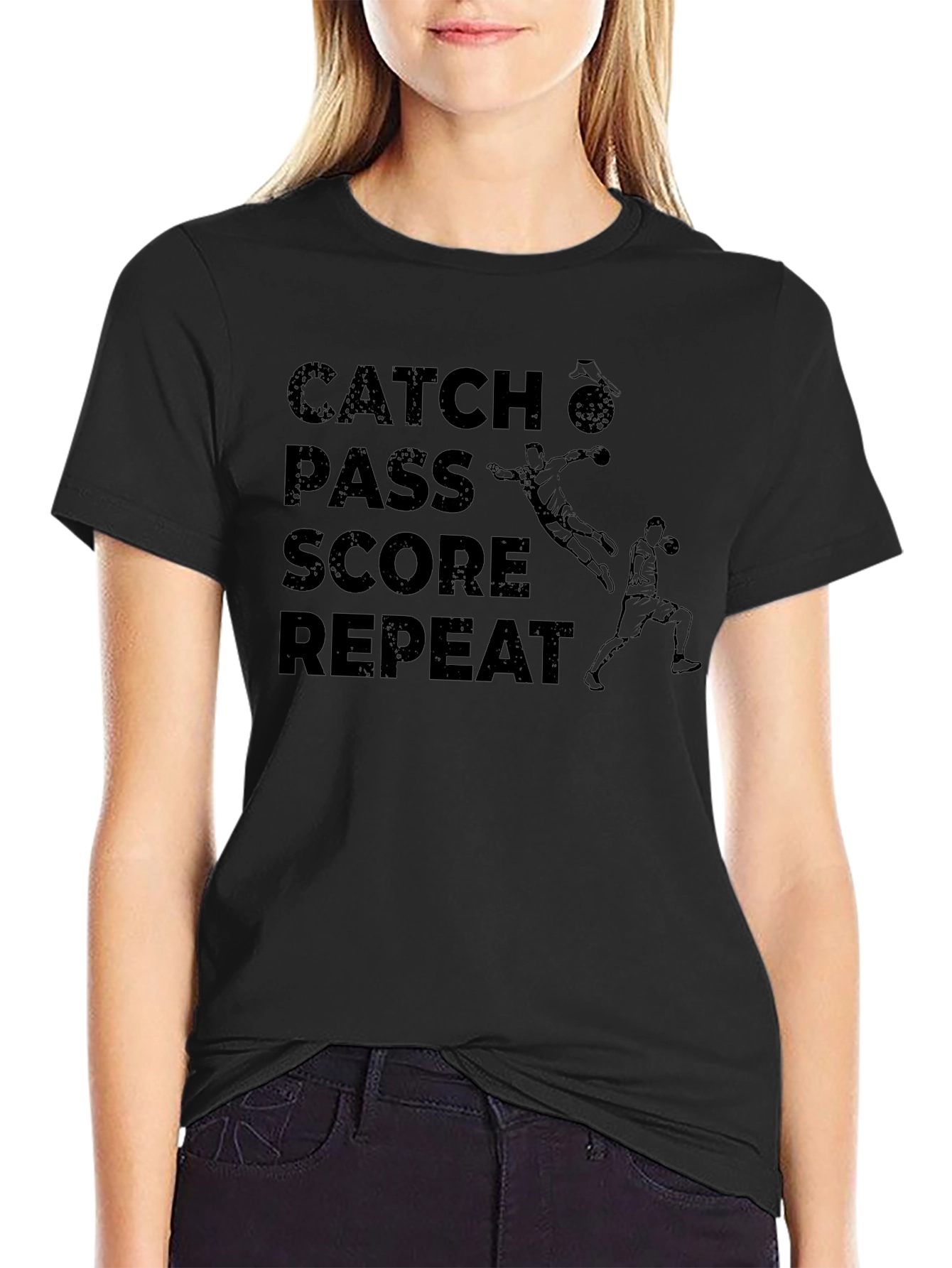 Catch Pass Score Repeat Graphic Tee