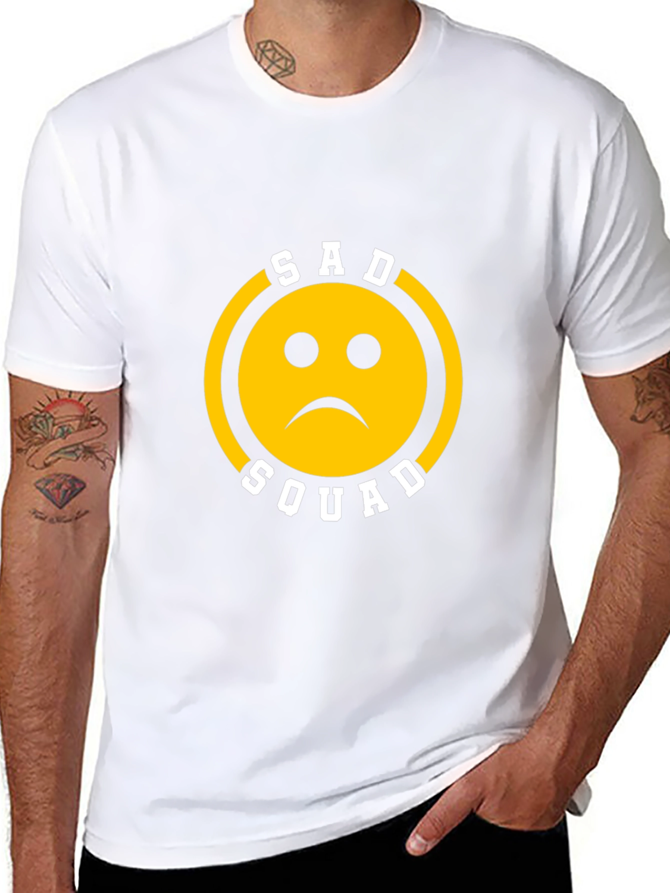 Sad Squad Graphic T-Shirt - Black Cotton Crew Neck
