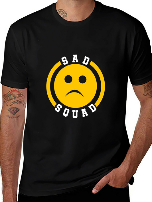 Sad Squad Graphic T-Shirt - Black Cotton Crew Neck