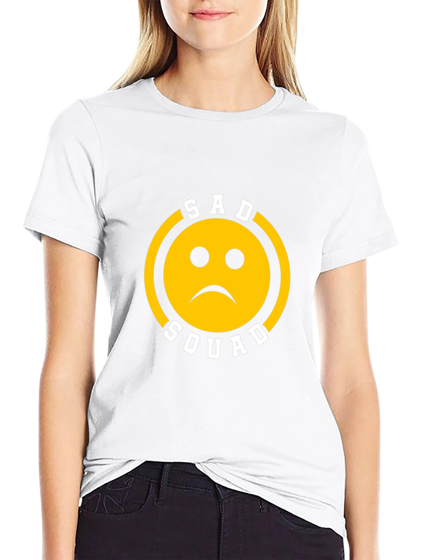 Sad Squad Graphic T-Shirt - Black Cotton Crew Neck