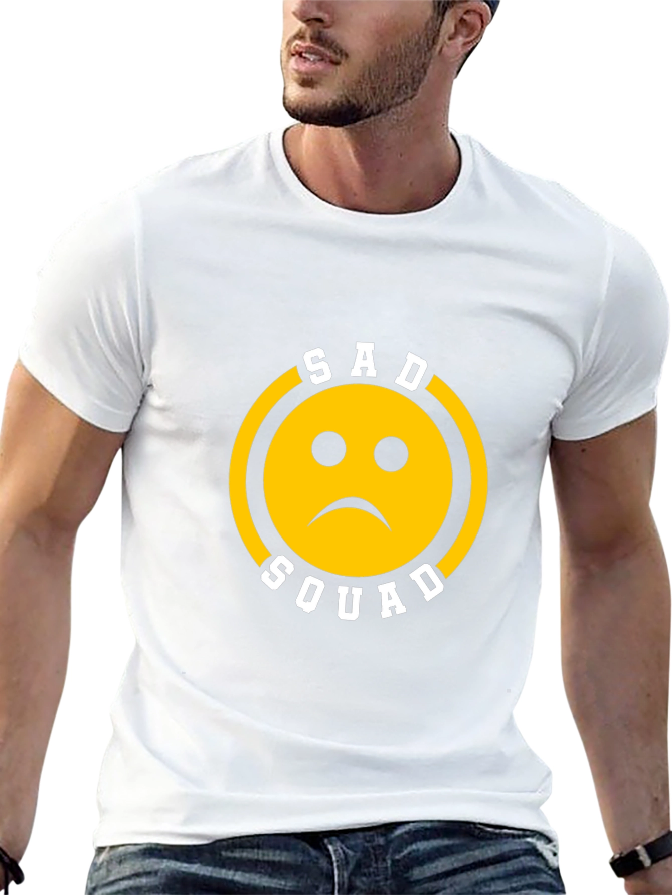 Sad Squad Graphic T-Shirt - Black Cotton Crew Neck