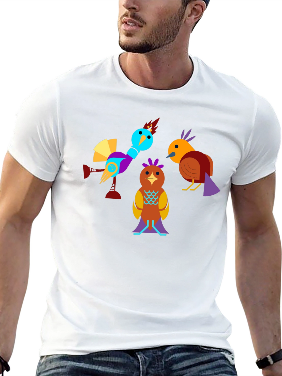 Birds Graphic Tee - Modern Abstract Design