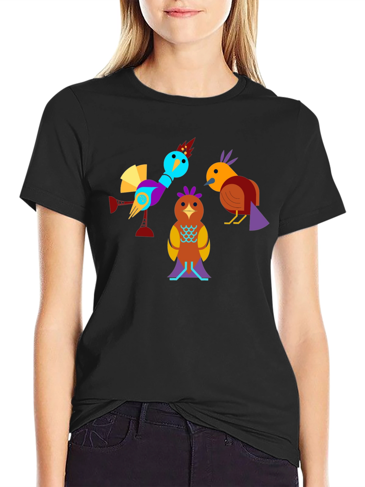 Birds Graphic Tee - Modern Abstract Design