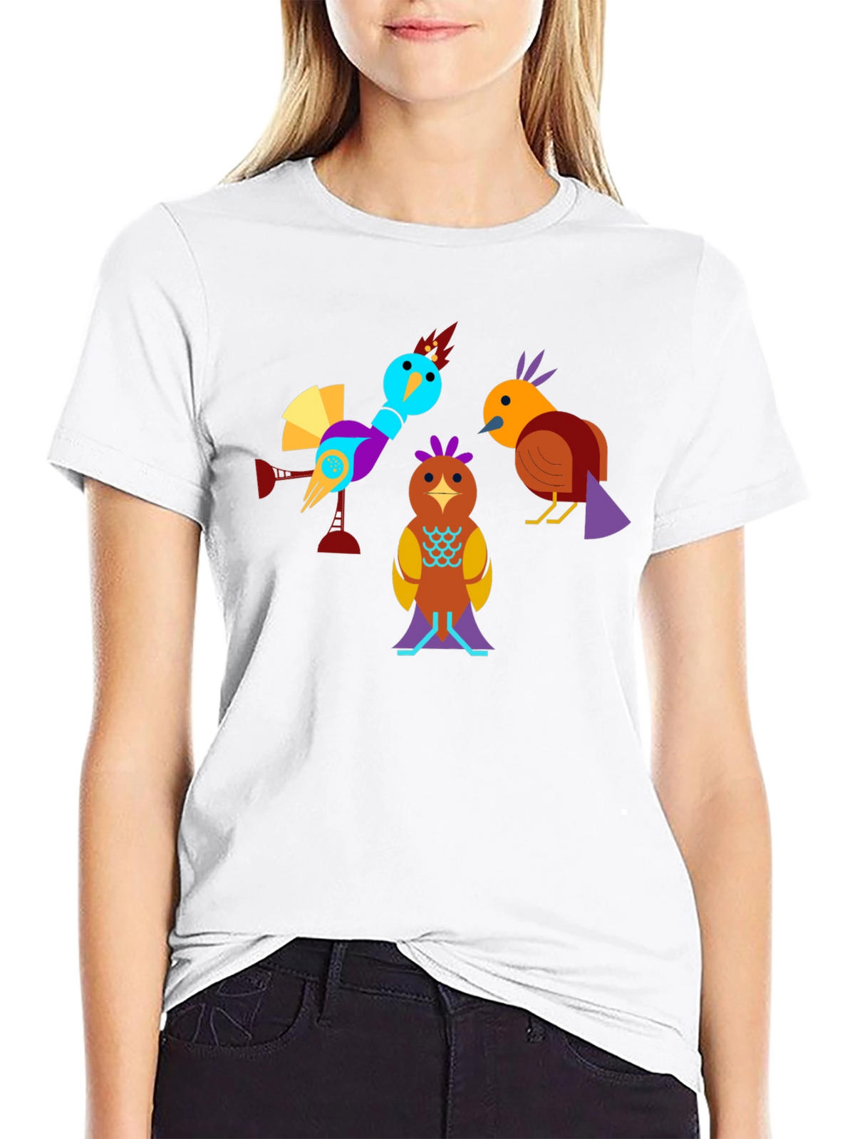 Birds Graphic Tee - Modern Abstract Design