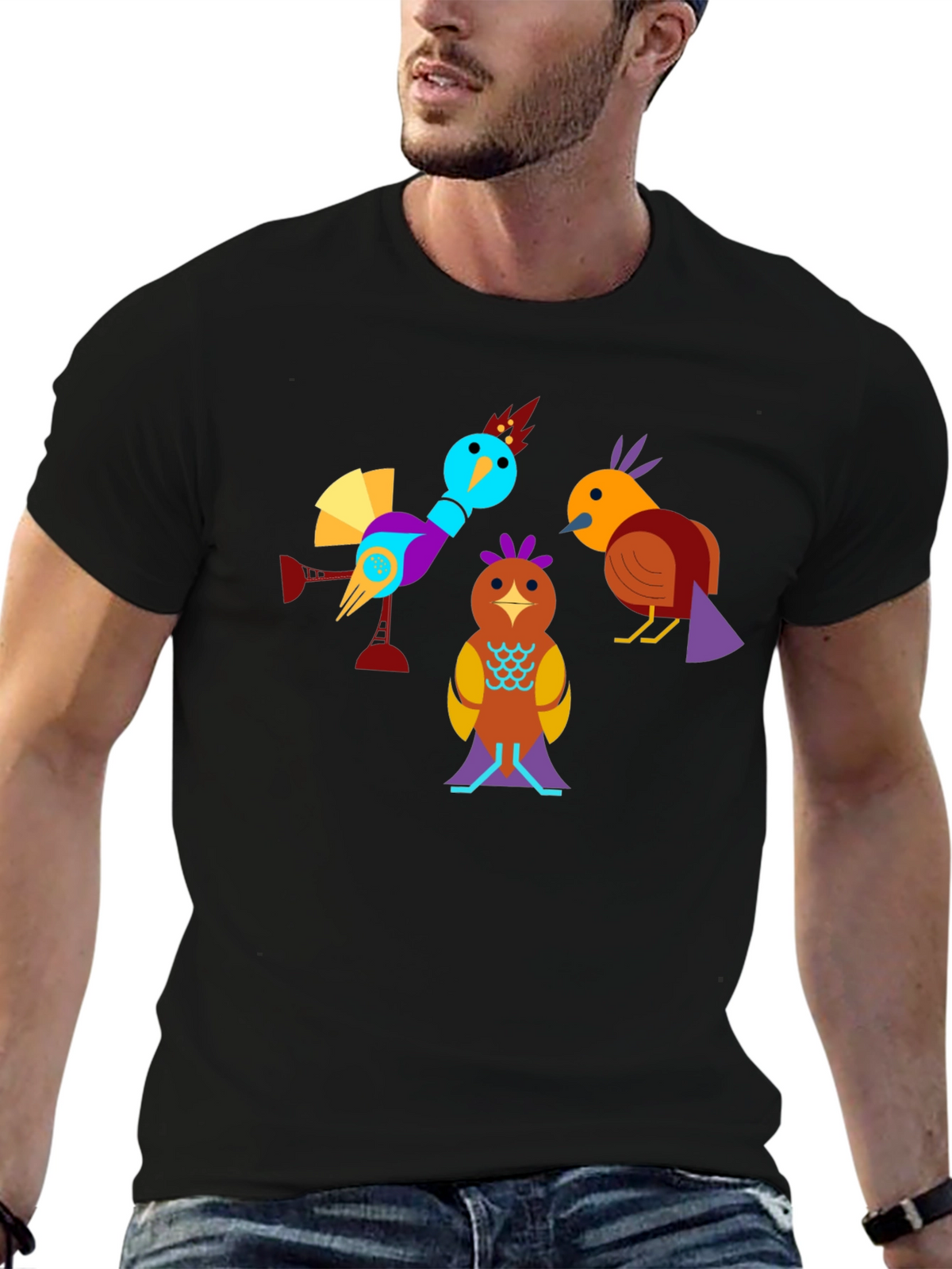 Birds Graphic Tee - Modern Abstract Design