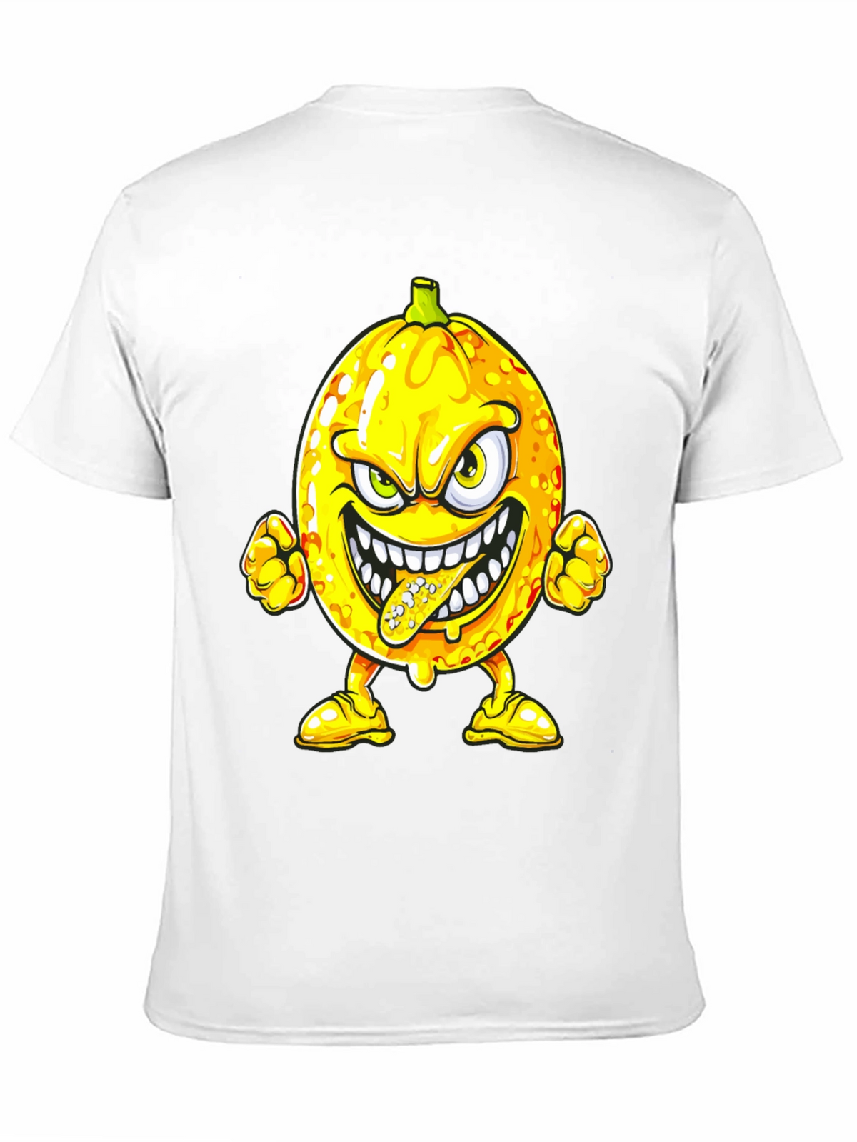 Mens Black T-Shirt with Cartoon Lemon Print