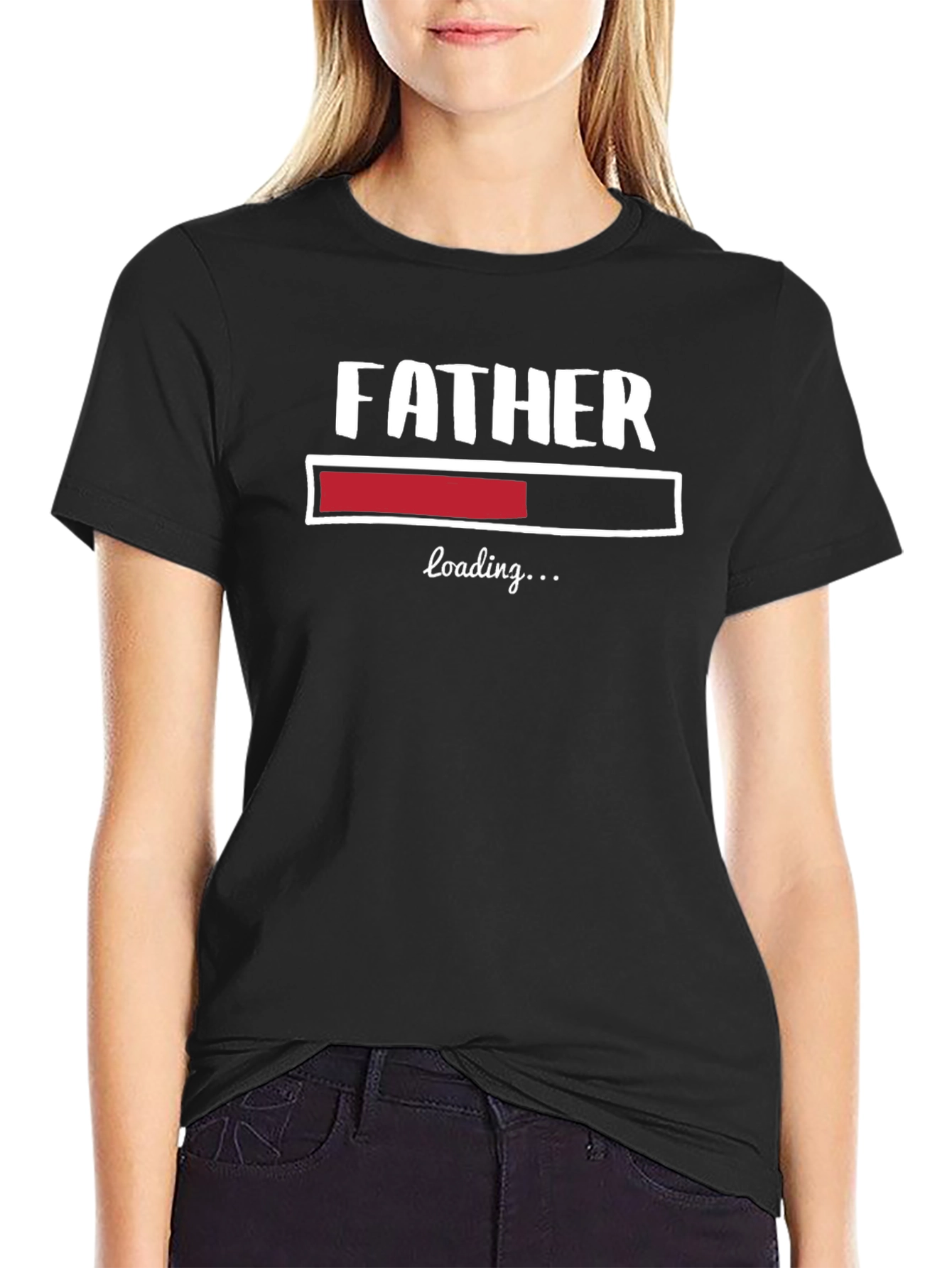 Father Loading Funny Graphic T-Shirt - Black