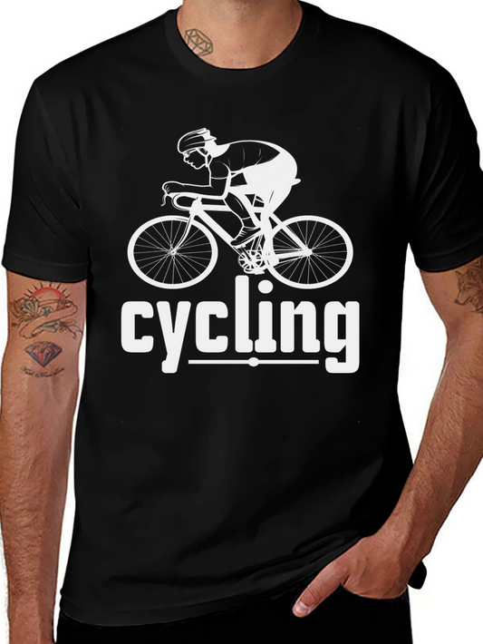 Cycling Graphic Tee - Black Cotton Blend