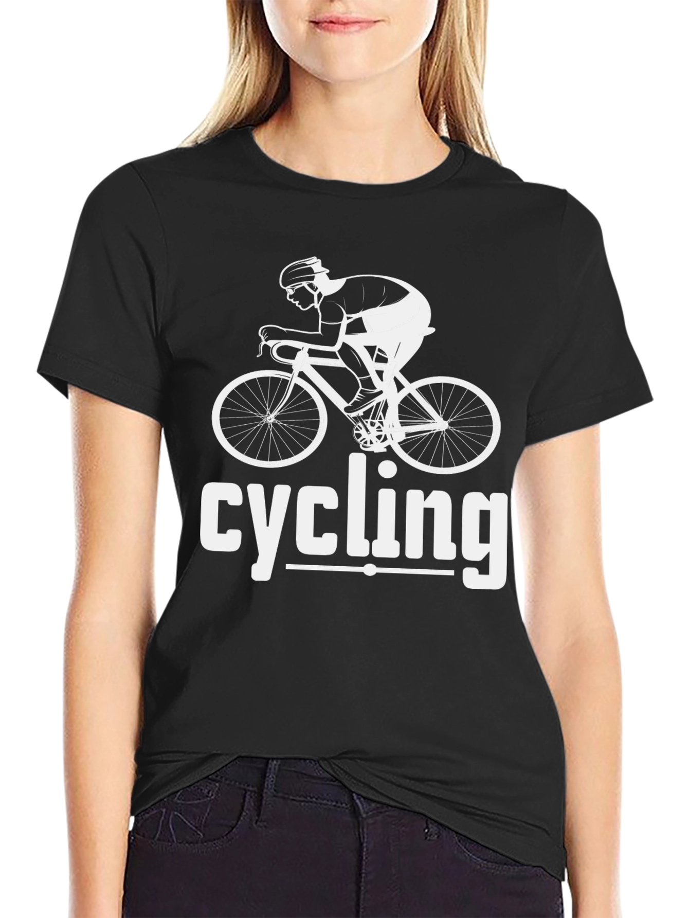 Cycling Graphic Tee - Black Cotton Blend