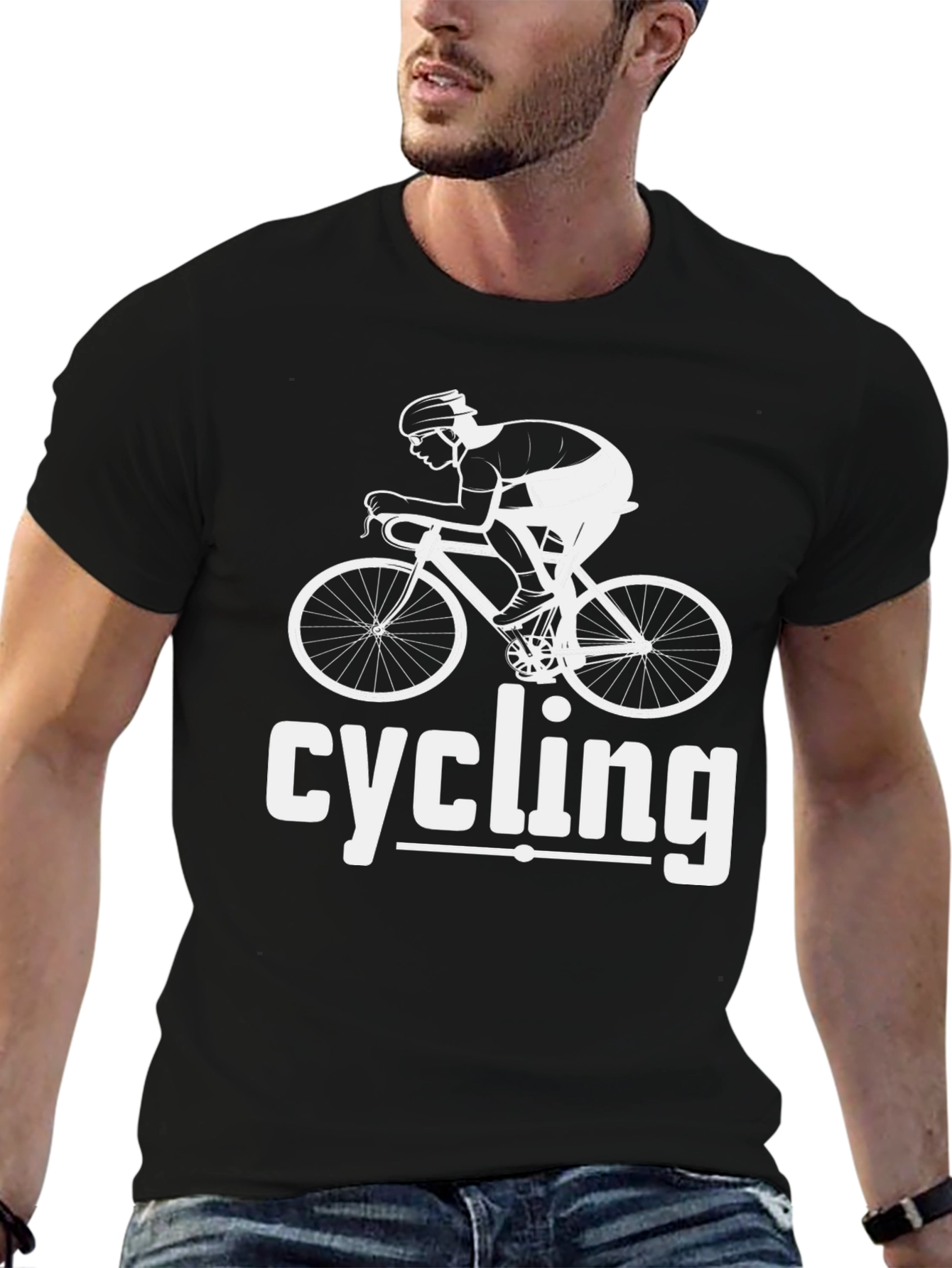Cycling Graphic Tee - Black Cotton Blend