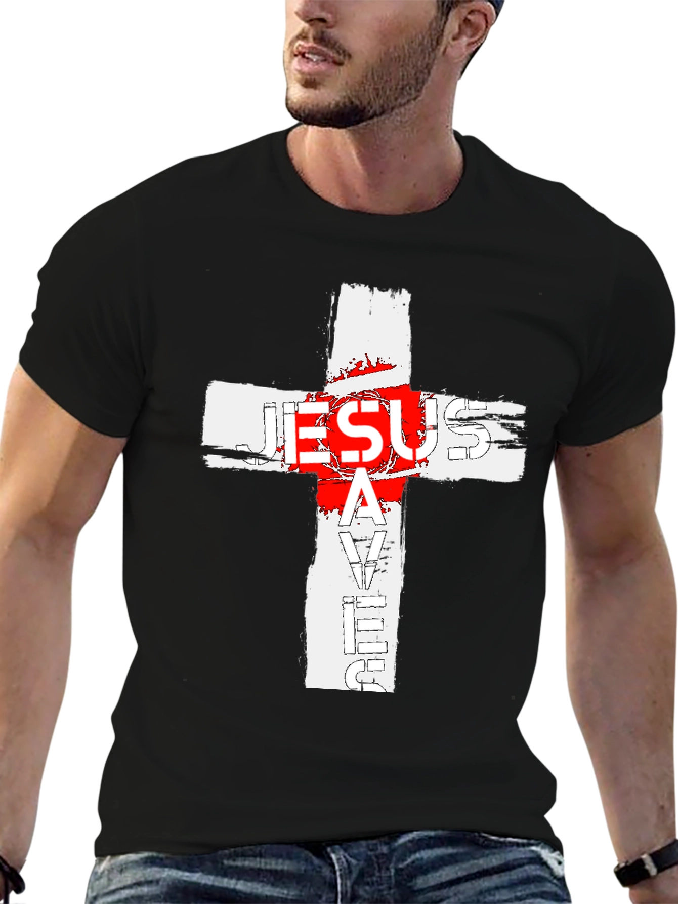 Jesus Saves Cross Graphic T-Shirt
