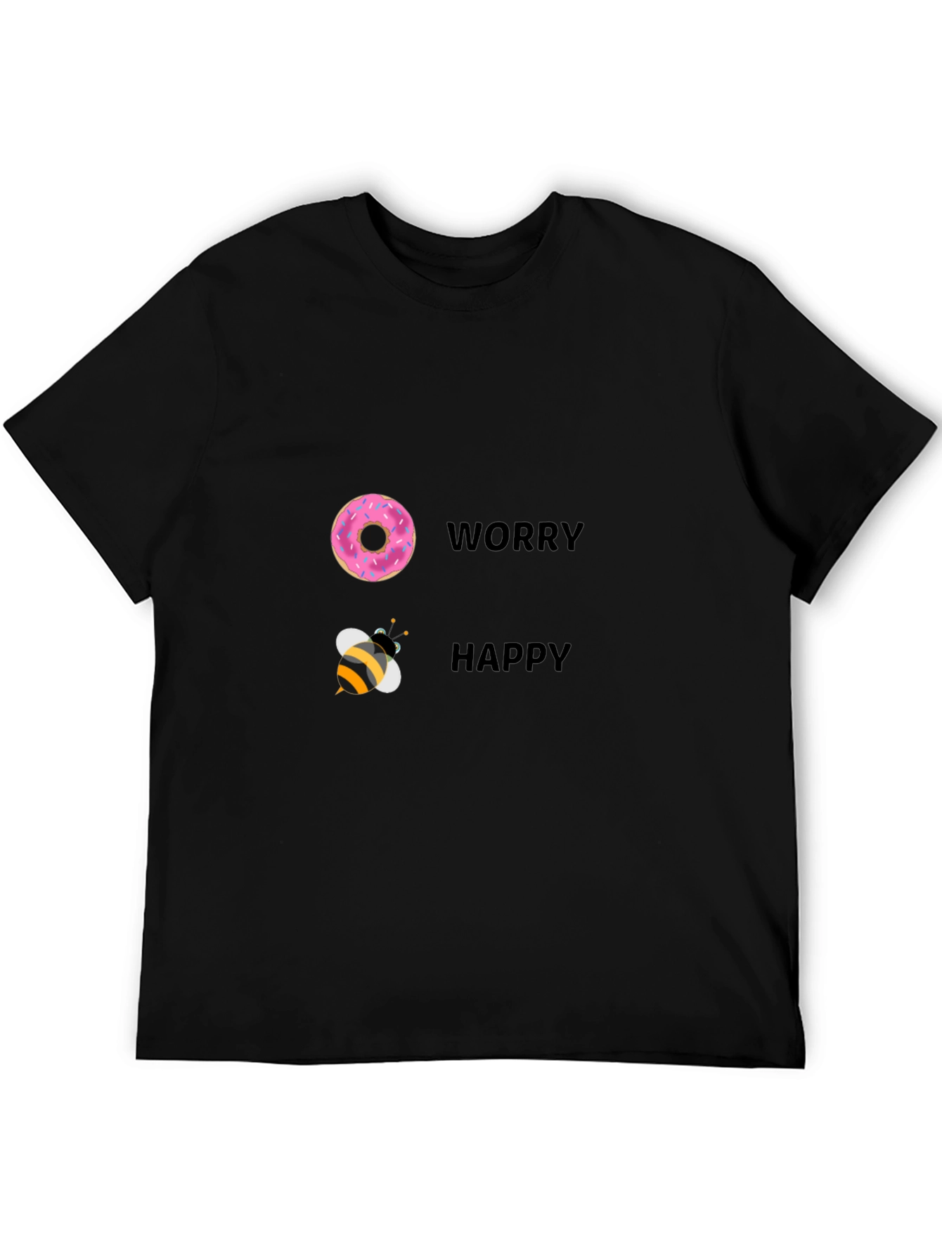 Donut Worry Bee Happy Black T-Shirt