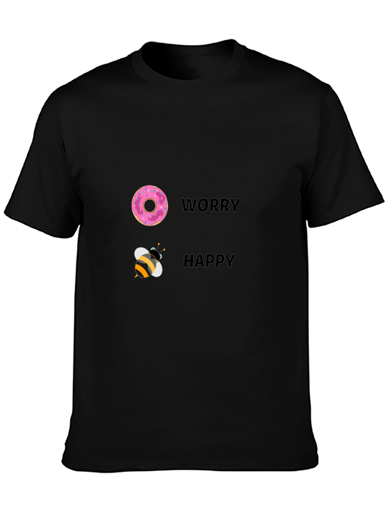 Donut Worry Bee Happy Black T-Shirt