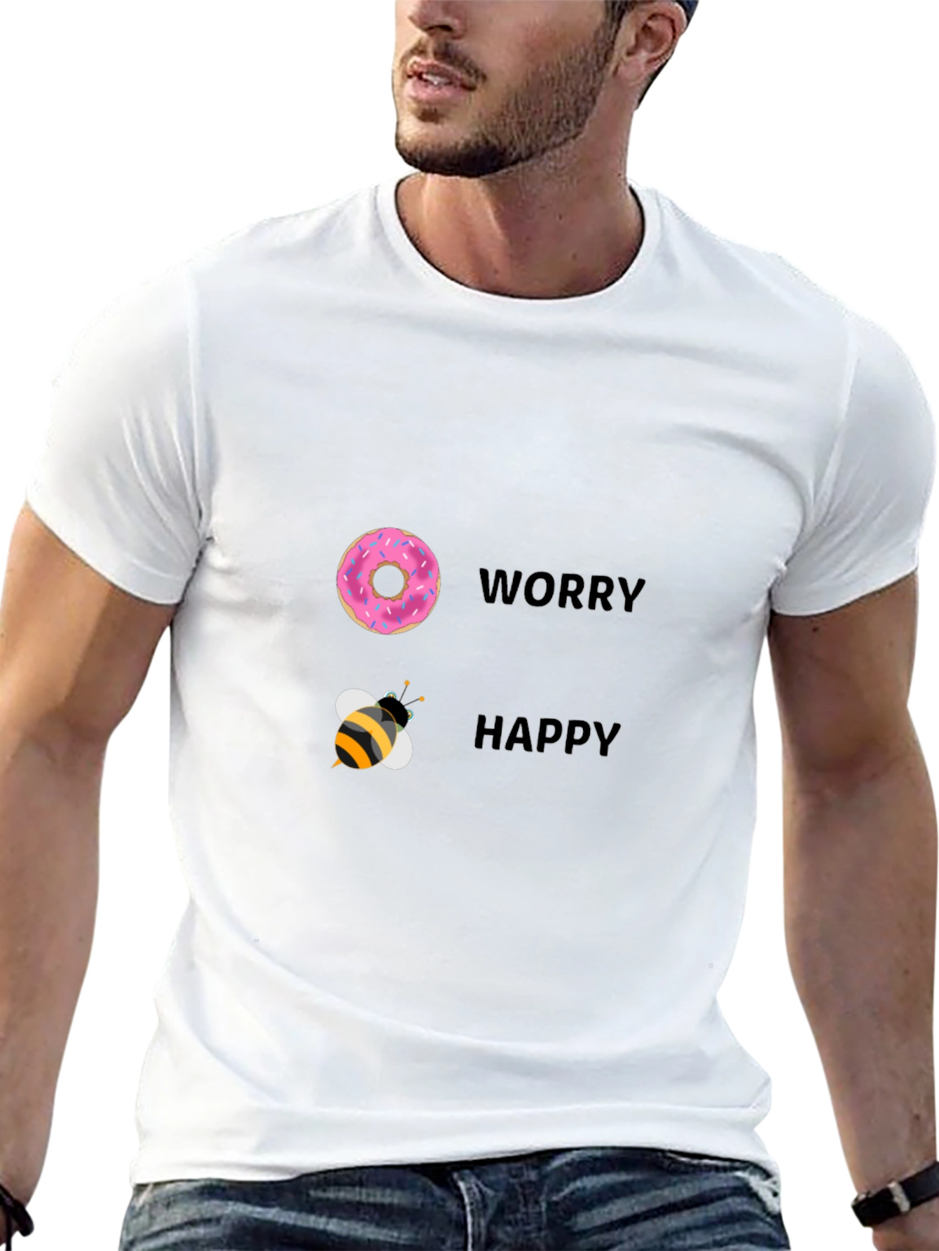 Donut Worry Bee Happy Black T-Shirt