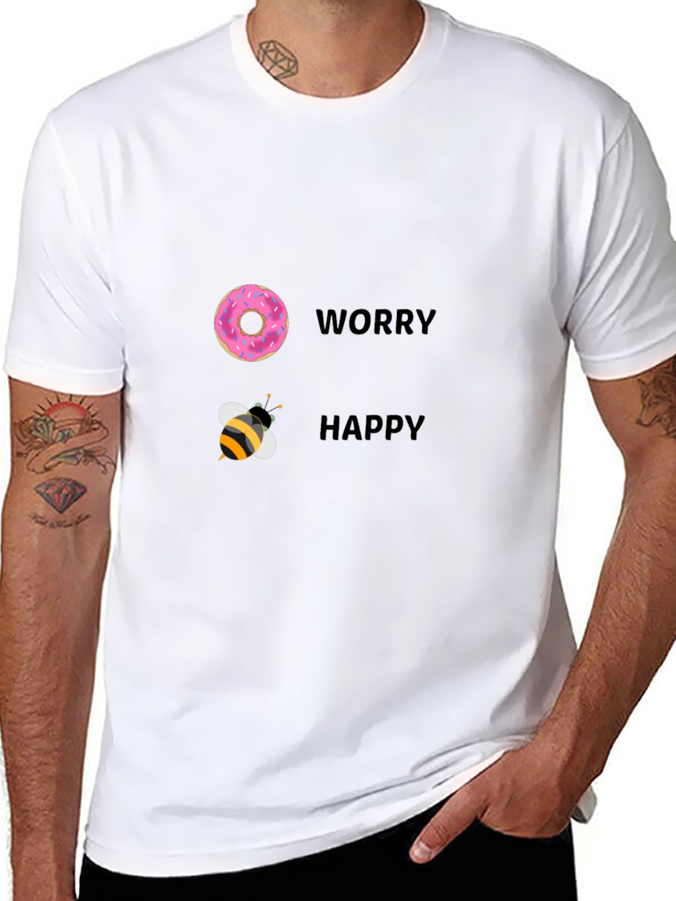 Donut Worry Bee Happy Black T-Shirt