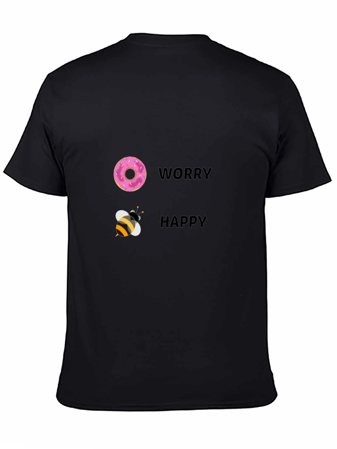 Donut Worry Bee Happy Black T-Shirt