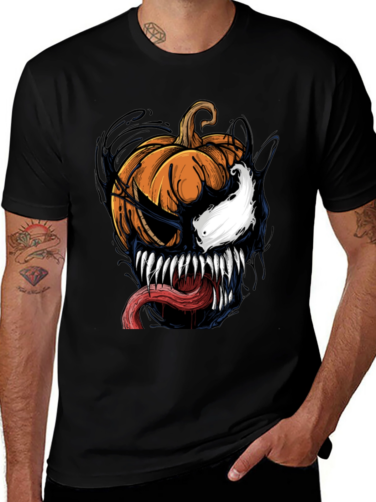 Venom Pumpkin Halloween Graphic T-Shirt