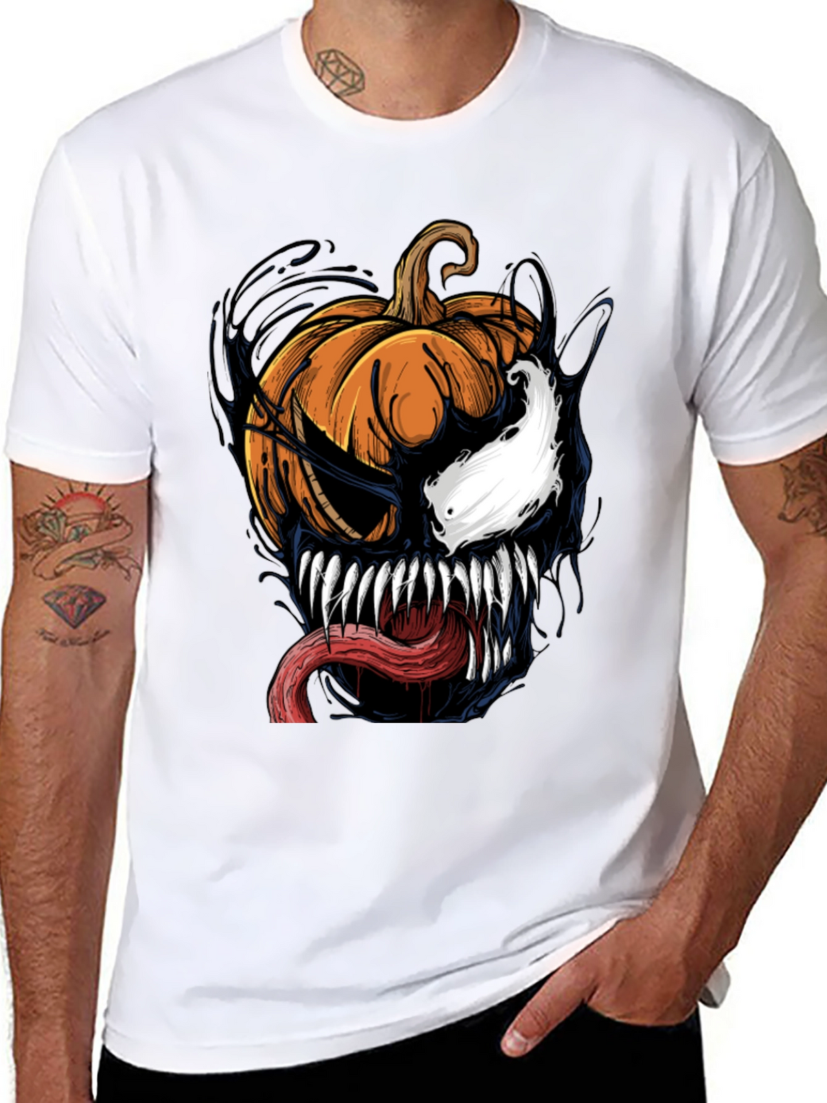 Venom Pumpkin Halloween Graphic T-Shirt