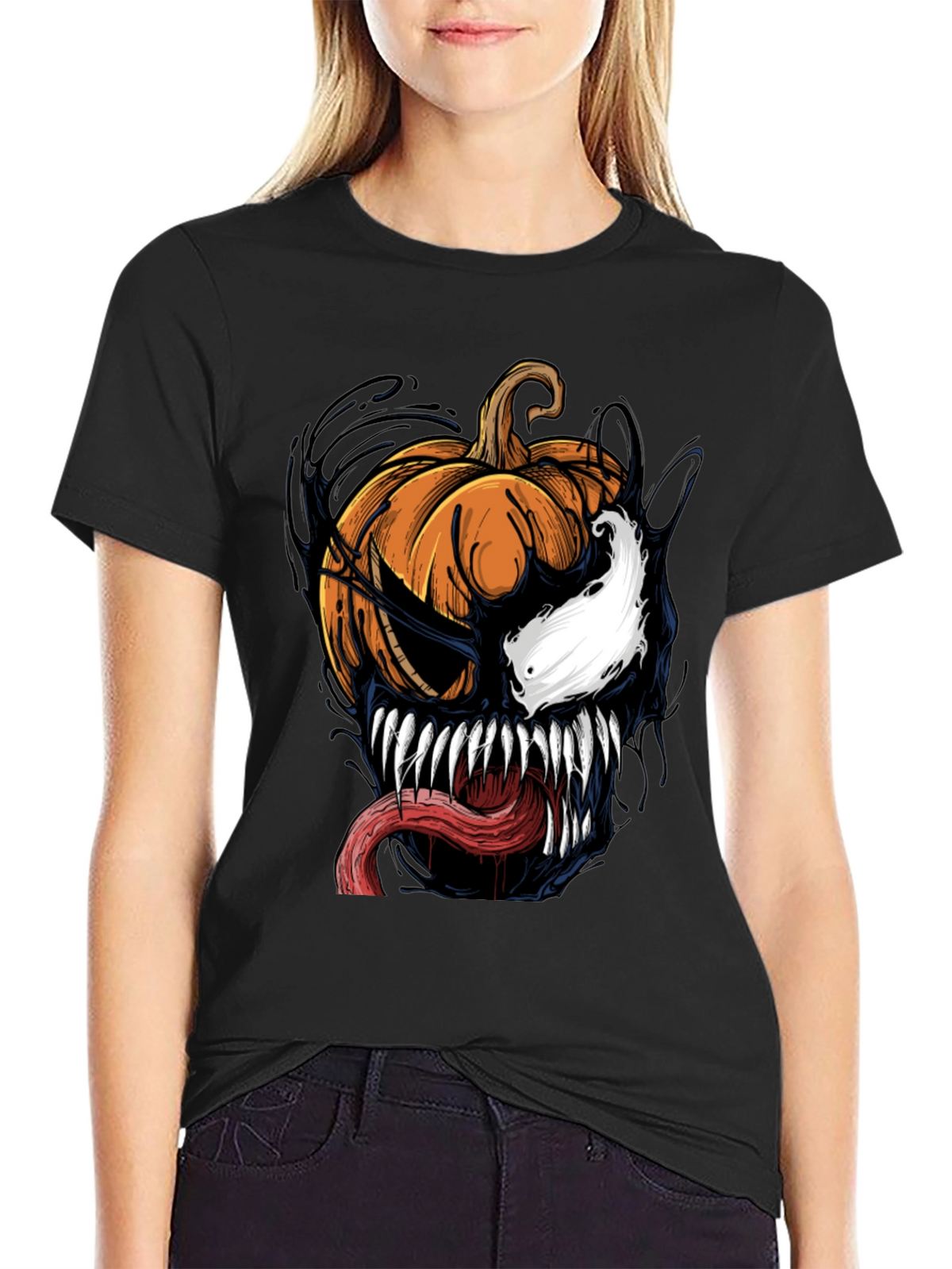 Venom Pumpkin Halloween Graphic T-Shirt