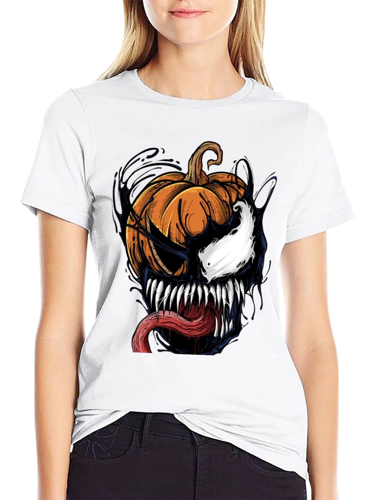 Venom Pumpkin Halloween Graphic T-Shirt