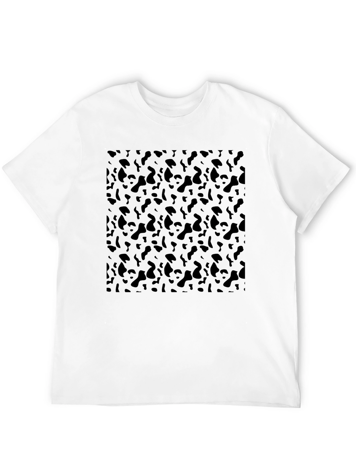 Mens Black Leopard Print Crew Neck T-Shirt