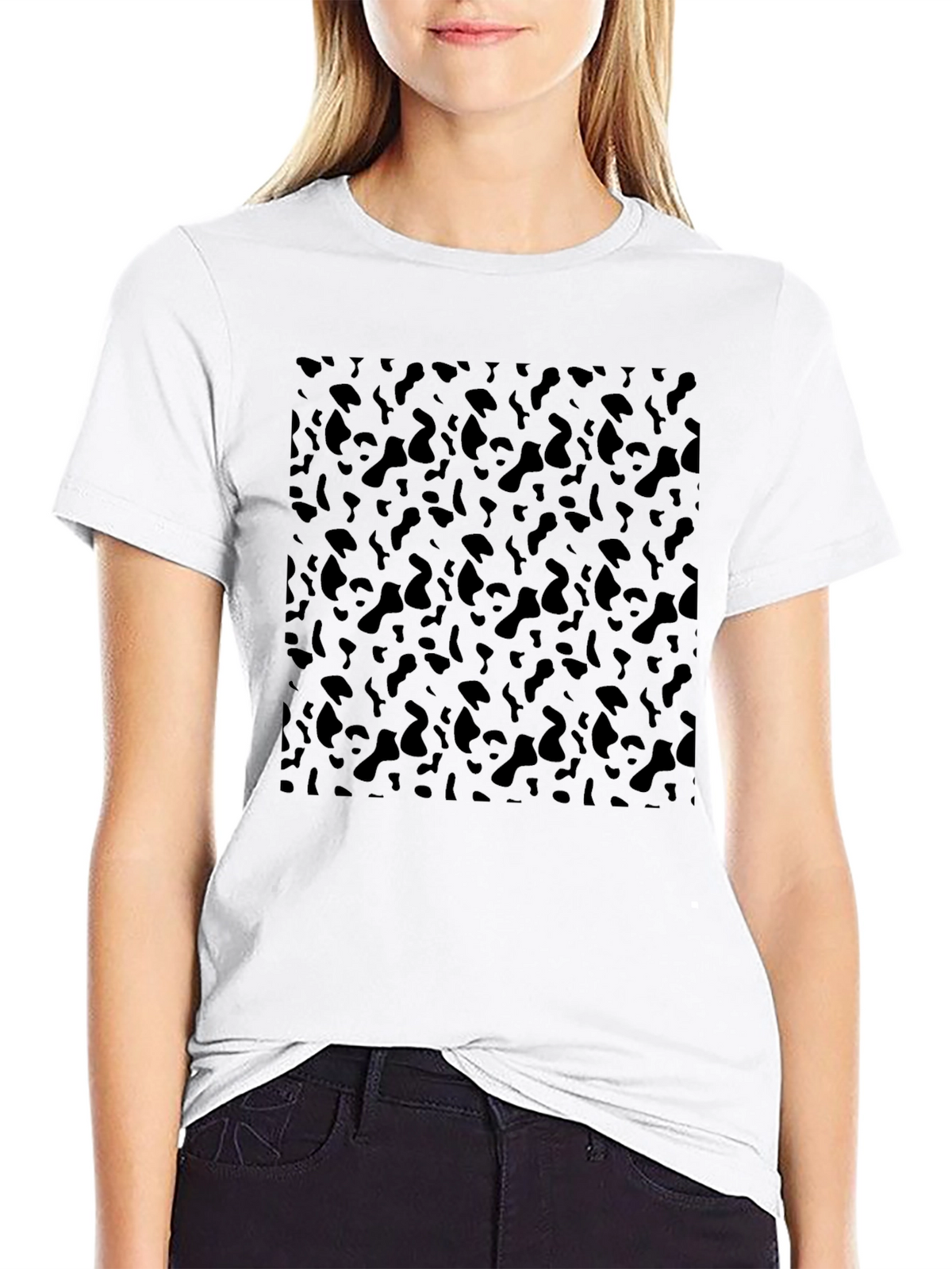 Mens Black Leopard Print Crew Neck T-Shirt
