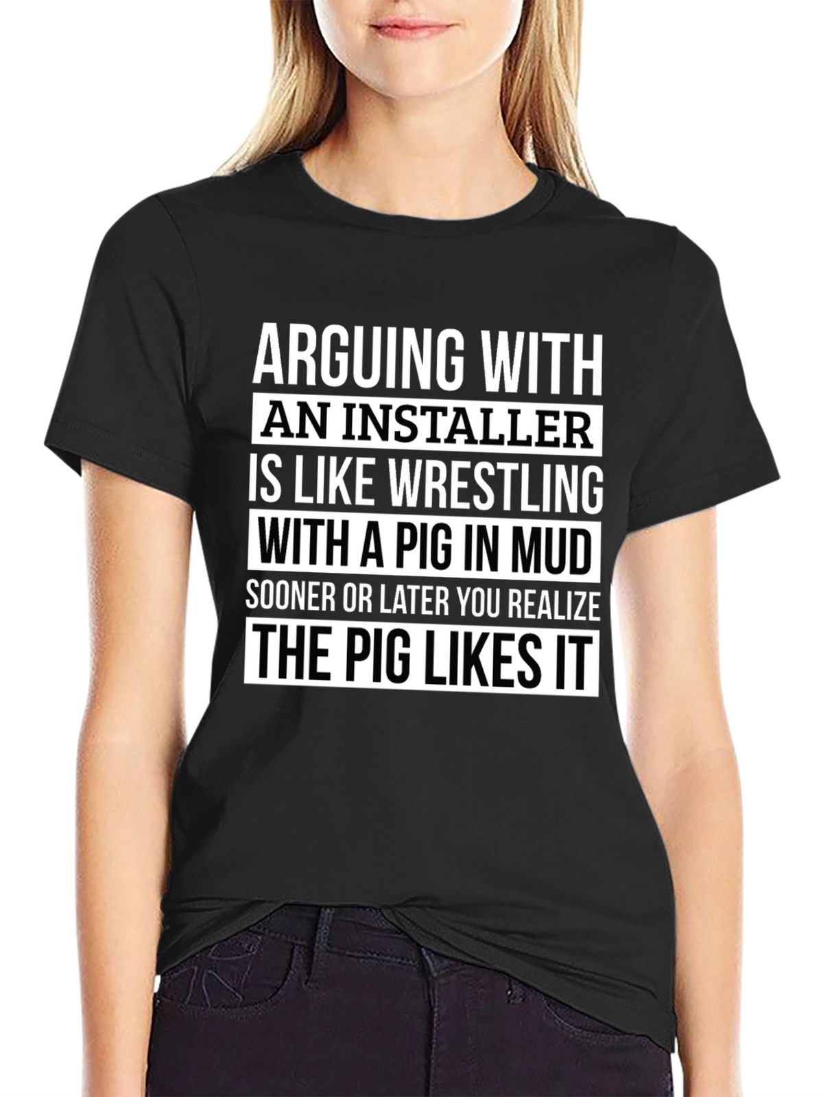 Installer Pig T-Shirt: Funny Sarcastic Humor