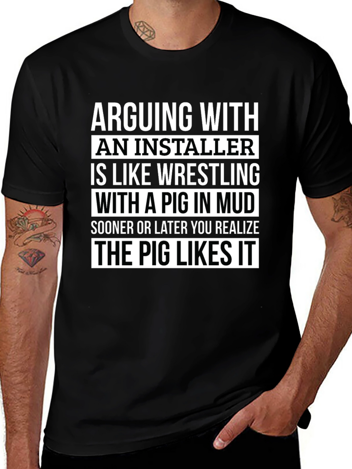 Installer Pig T-Shirt: Funny Sarcastic Humor