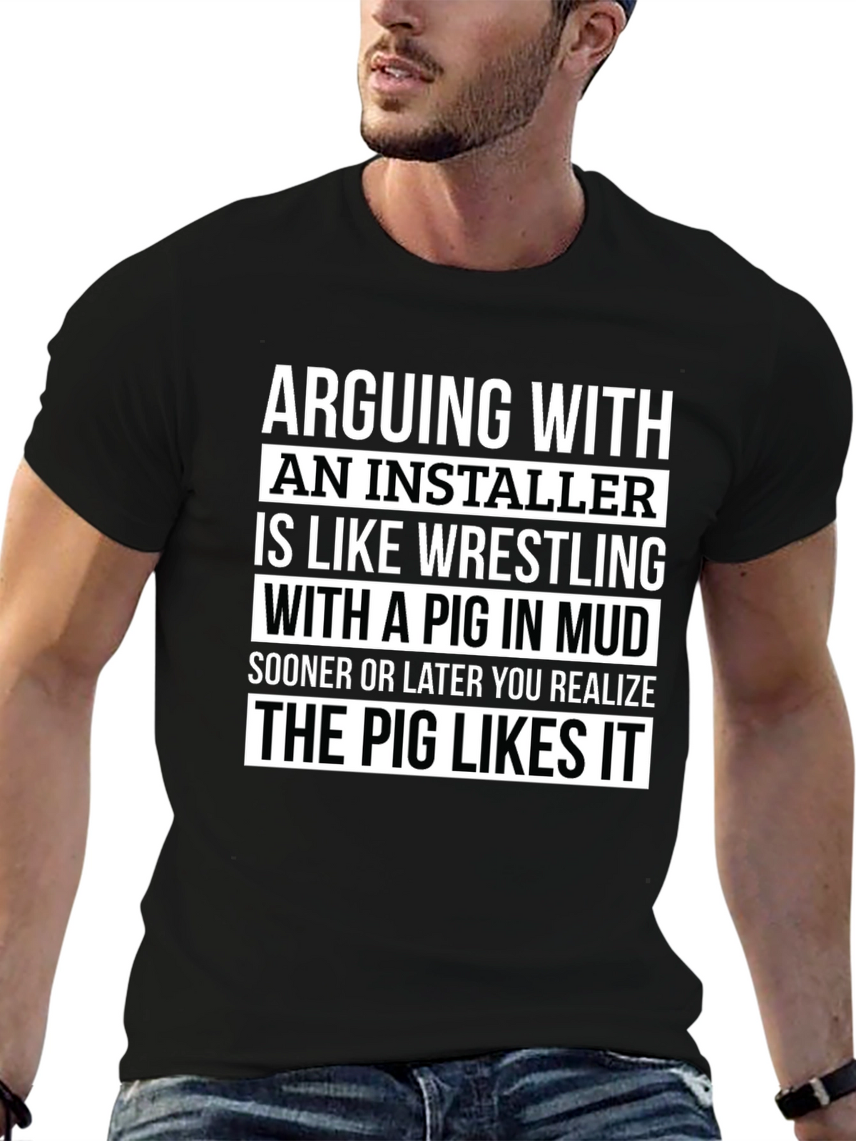 Installer Pig T-Shirt: Funny Sarcastic Humor