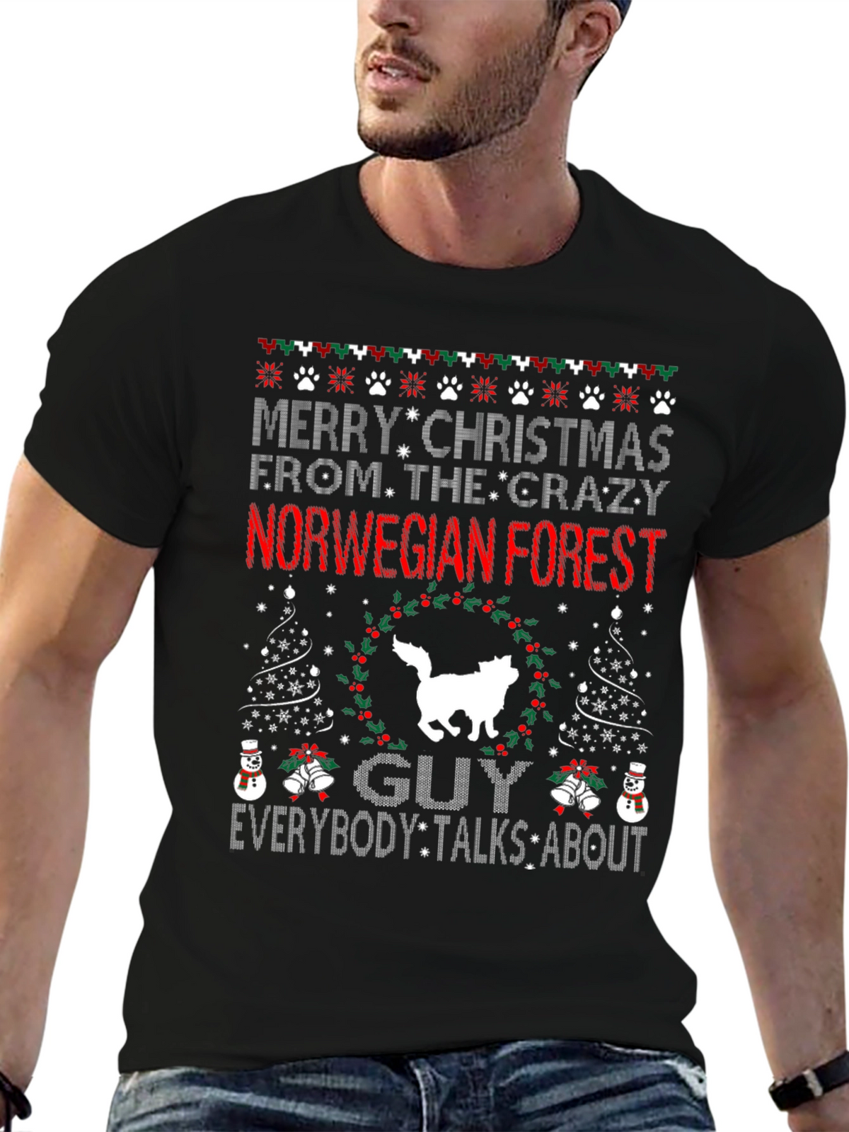 Norwegian Forest Cat Christmas T-Shirt