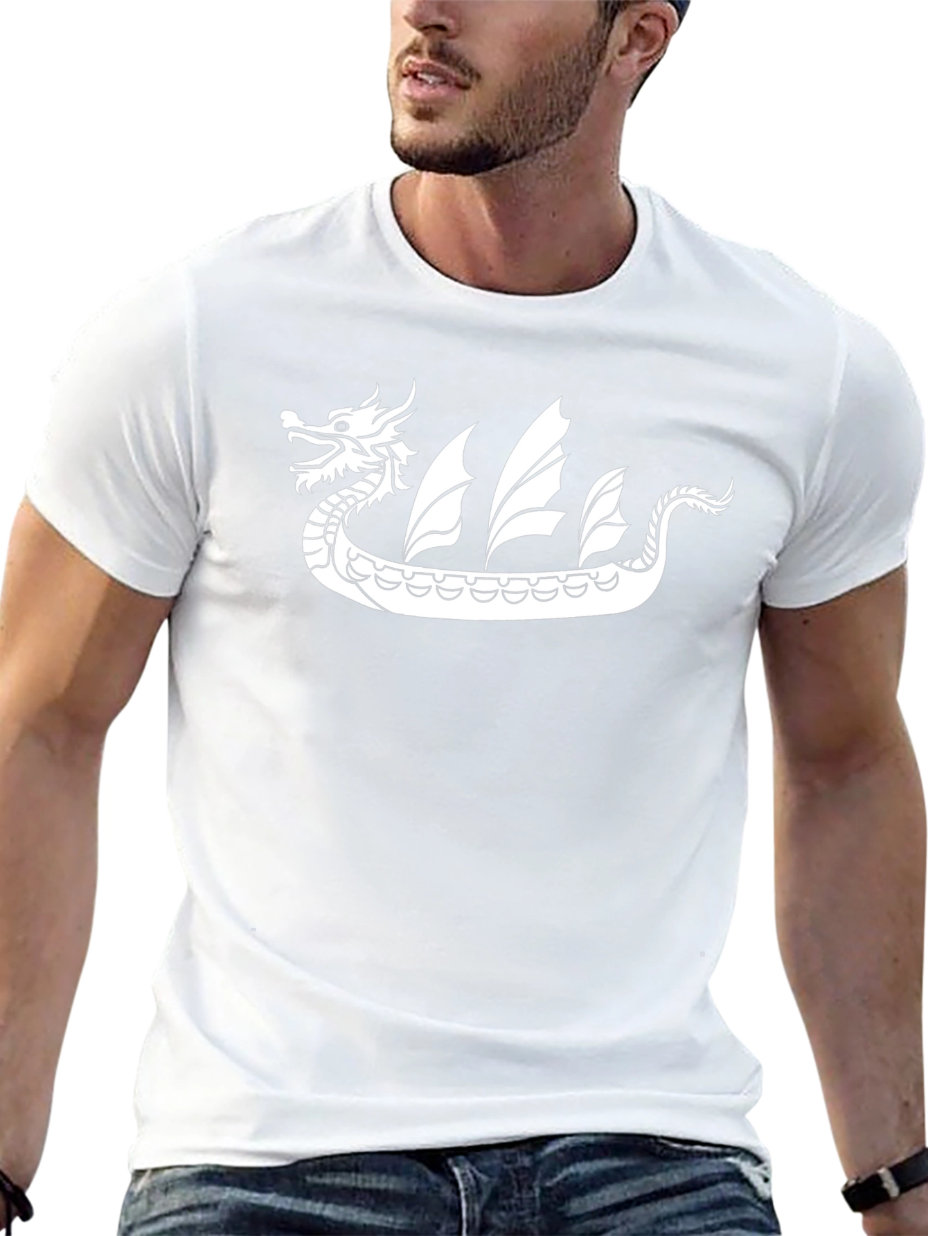 Dragon Boat Graphic Tee - Black Cotton