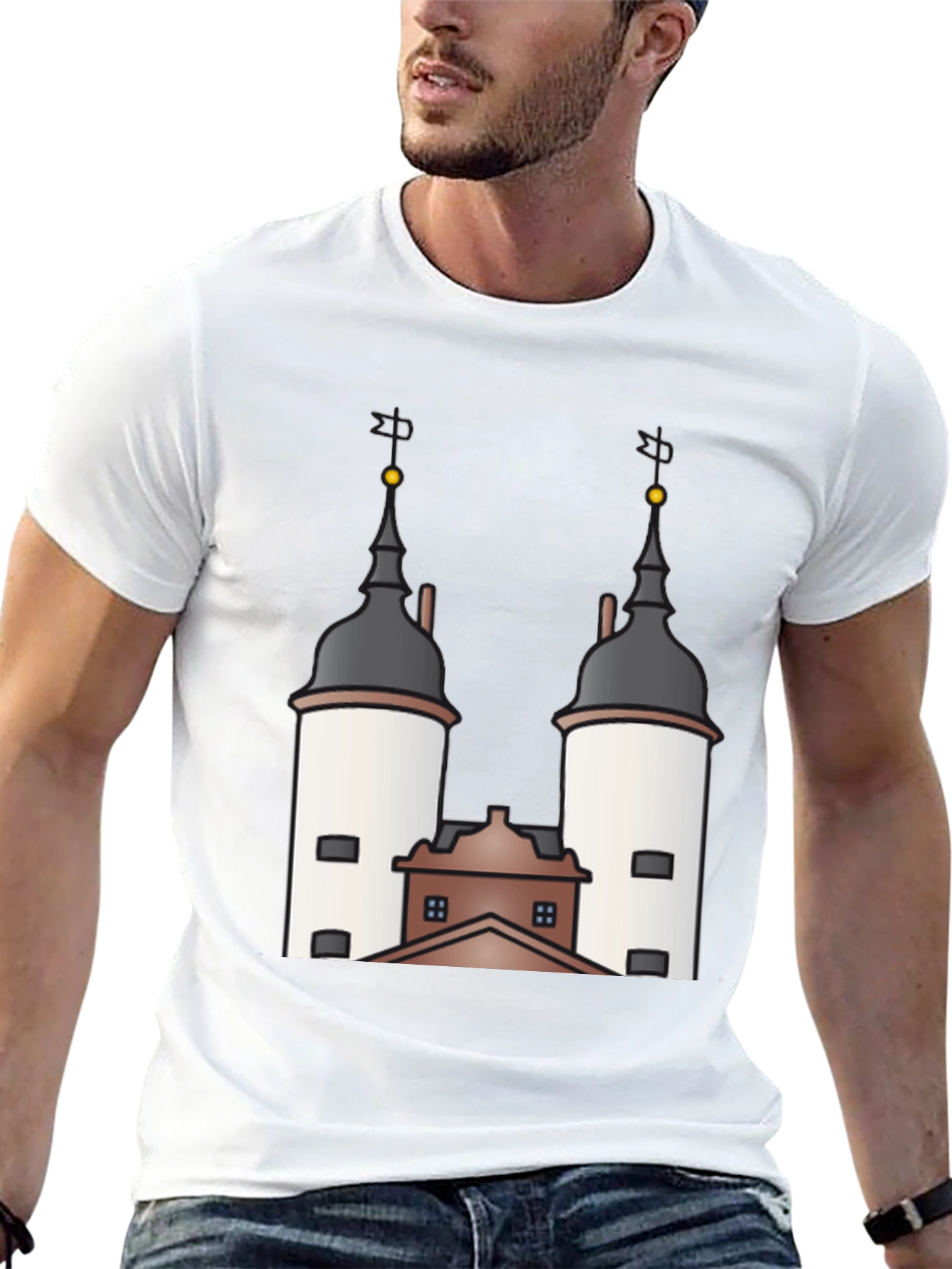 Unique Tower Graphic Black T-Shirt
