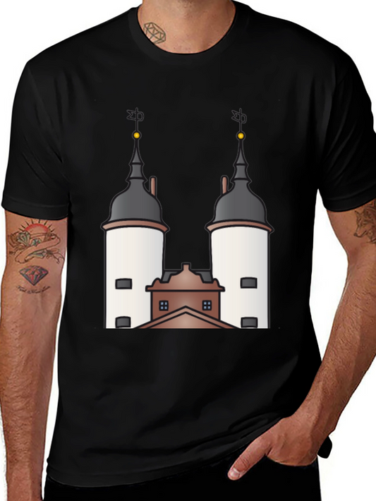 Unique Tower Graphic Black T-Shirt
