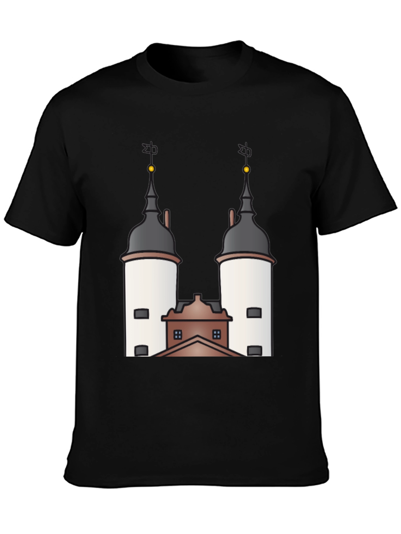 Unique Tower Graphic Black T-Shirt