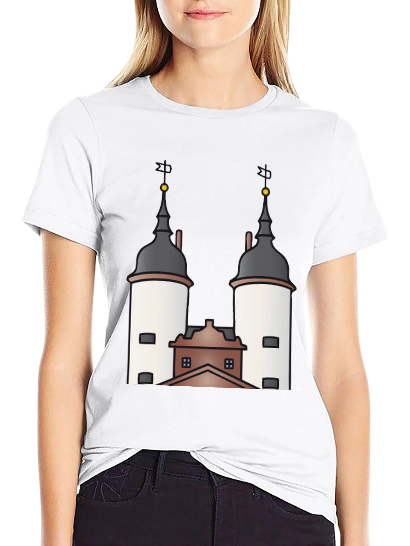 Unique Tower Graphic Black T-Shirt
