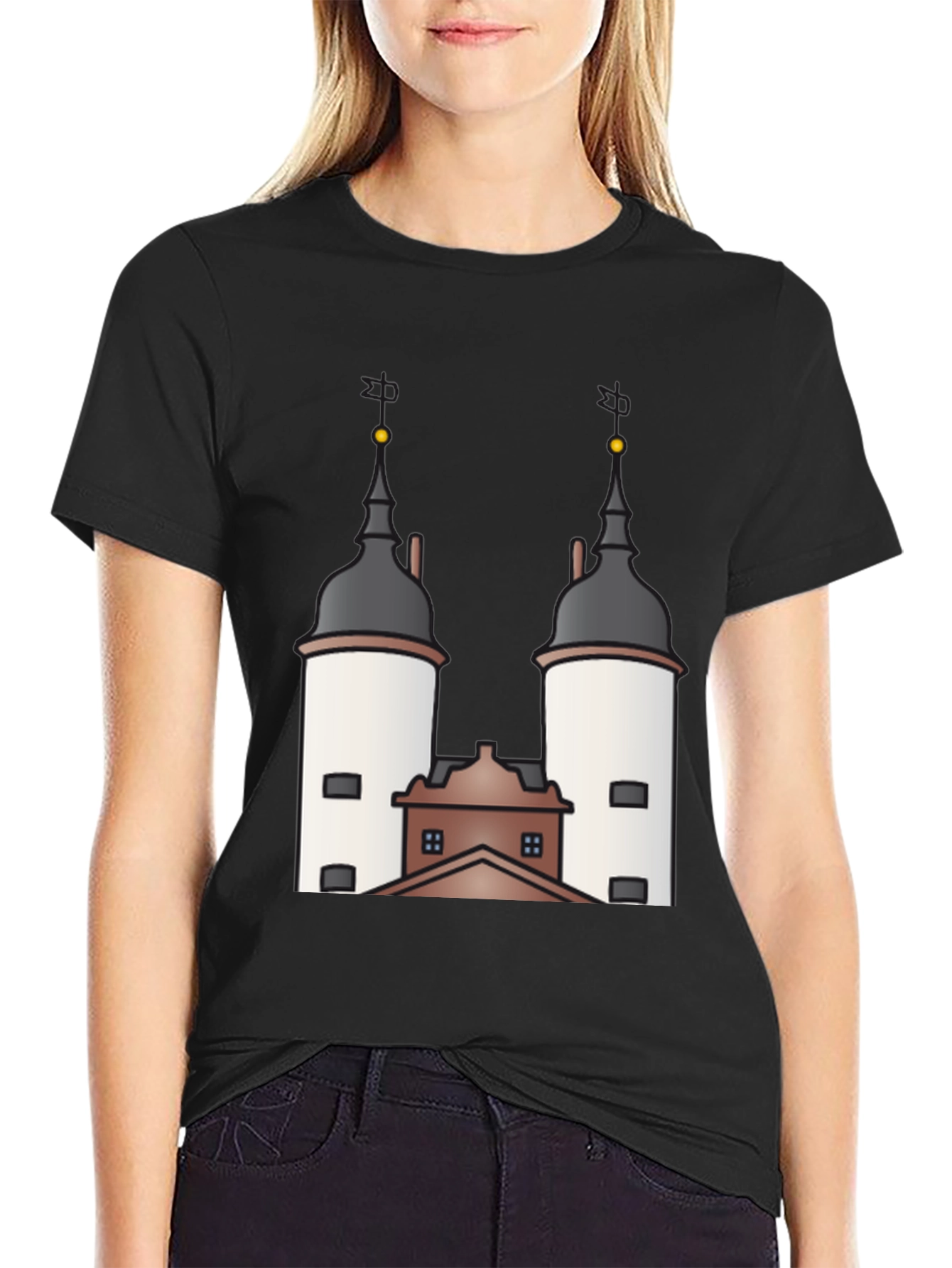 Unique Tower Graphic Black T-Shirt