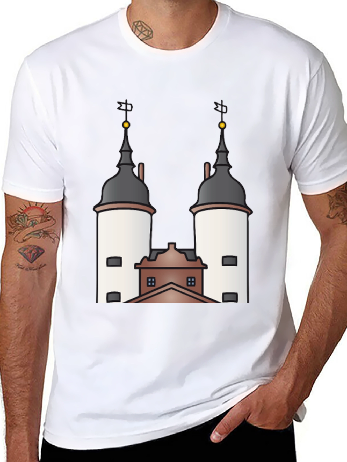 Unique Tower Graphic Black T-Shirt